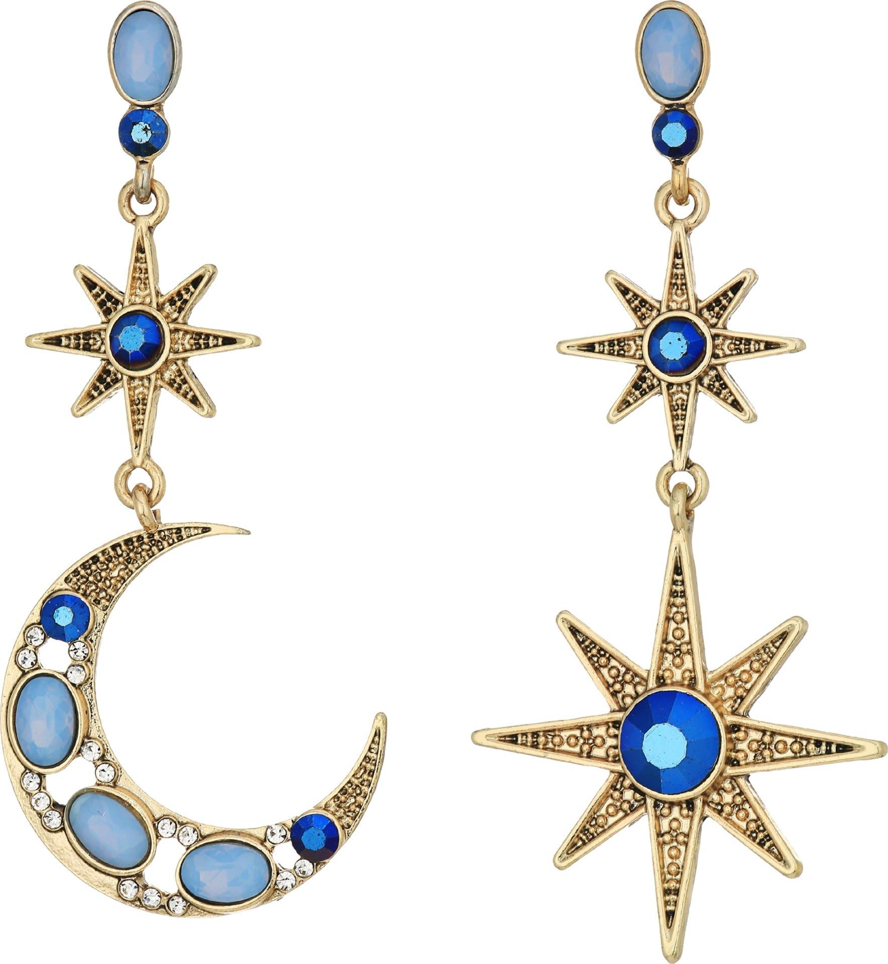 Women's Moon and Star Drop Earrings