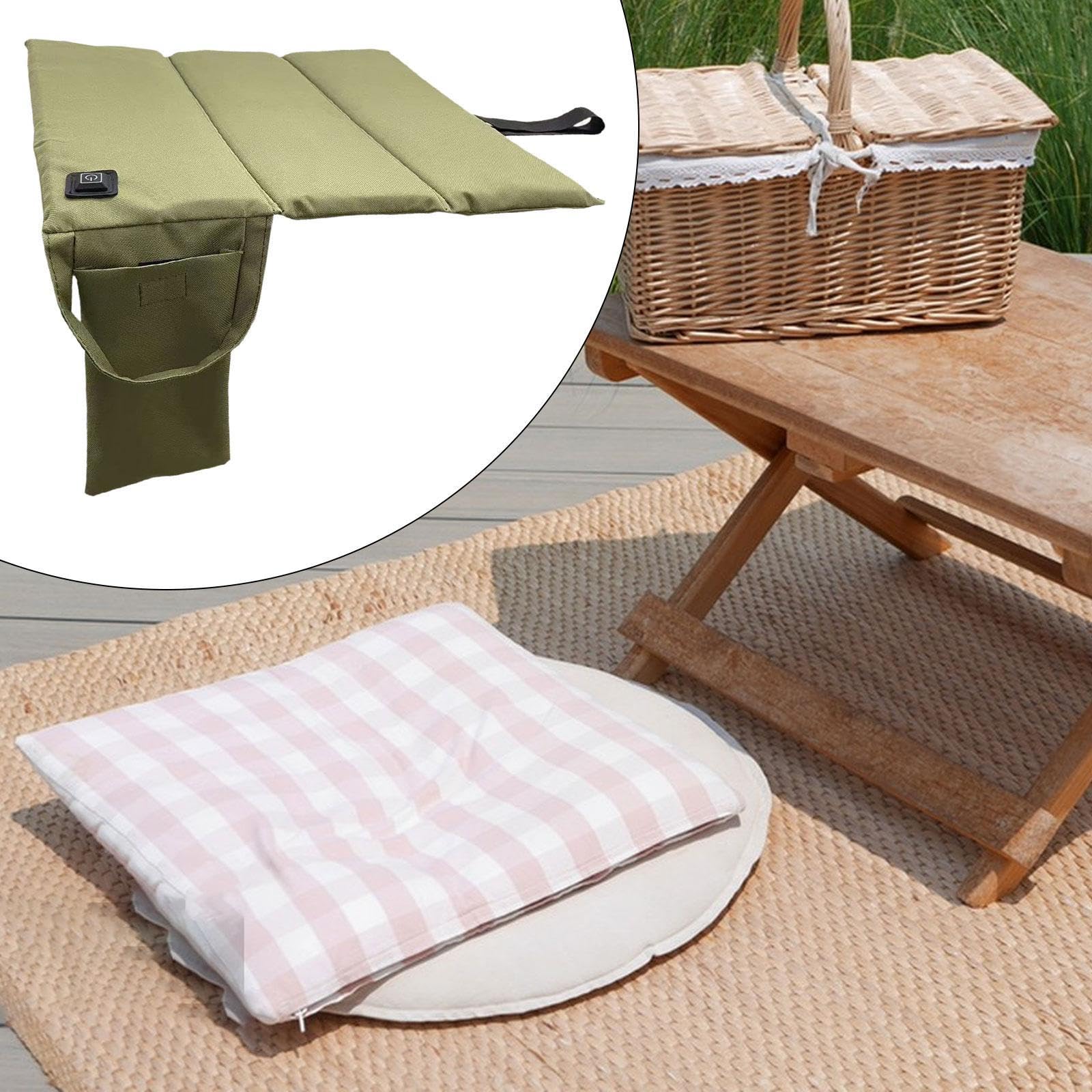 Milageto Beheiztes Sitzkissen, USB-Stromversorgung, warme Unterlage, Matte, tragbar, beheizbar, Sitzpolster, Stuhlpolster für Park, Trekking, GrÜn