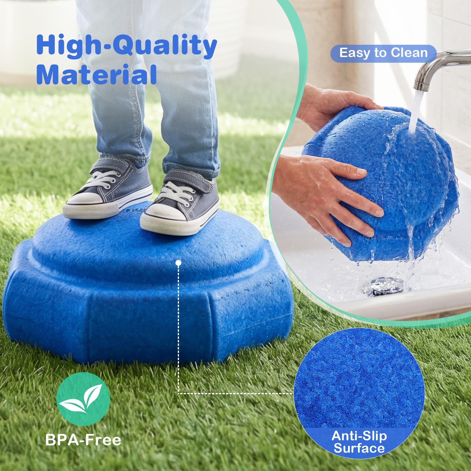 HOMASIS Juego de 6 Piedras de Equilibrio para Niños | Juguetes Sensoriales Apilables que Fomenta el Equilibrio, Coordinación, Curso de Obstáculos Infantil para Interior y Exterior