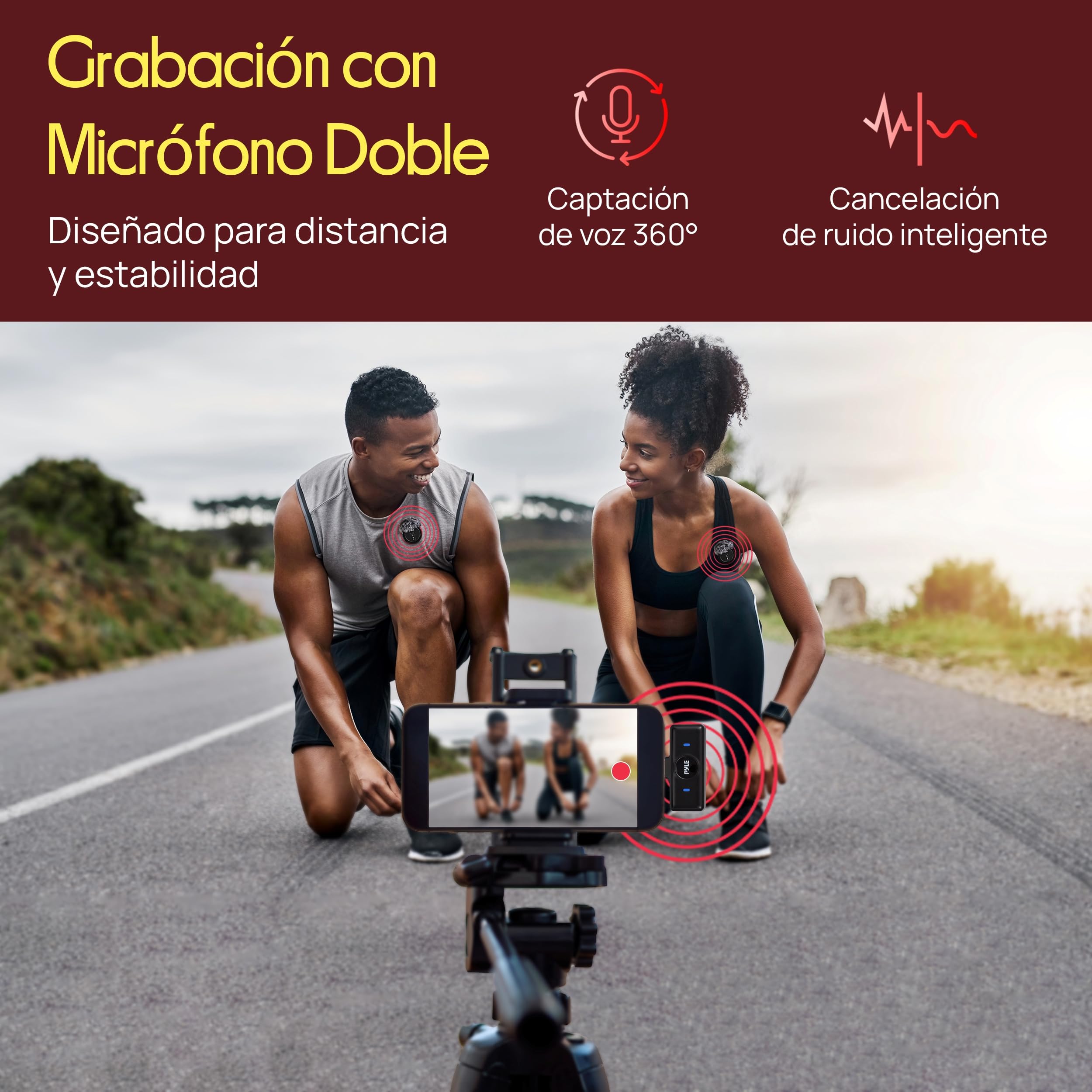 Pyle Microfono Lavalier Inalambrico, con Cancelacion de Ruido, Clip Magnetico, Bateria 8H y Estuche de Carga, USB-C Plug & Play, Ideal para Vlogs, Streaming, Entrevistas y Podcasts