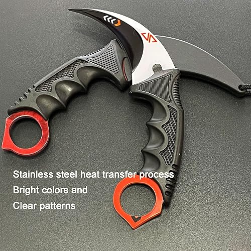 Miniatura 28 de Karambit - Cuchillo de entrenamiento de práctica de acero inoxidable con funda para principiantes, herramienta de entrenamiento 100% segura Rojo