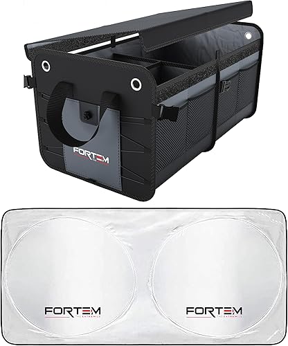 FORTEM Parasol de coche para parabrisas + organizador de maletero