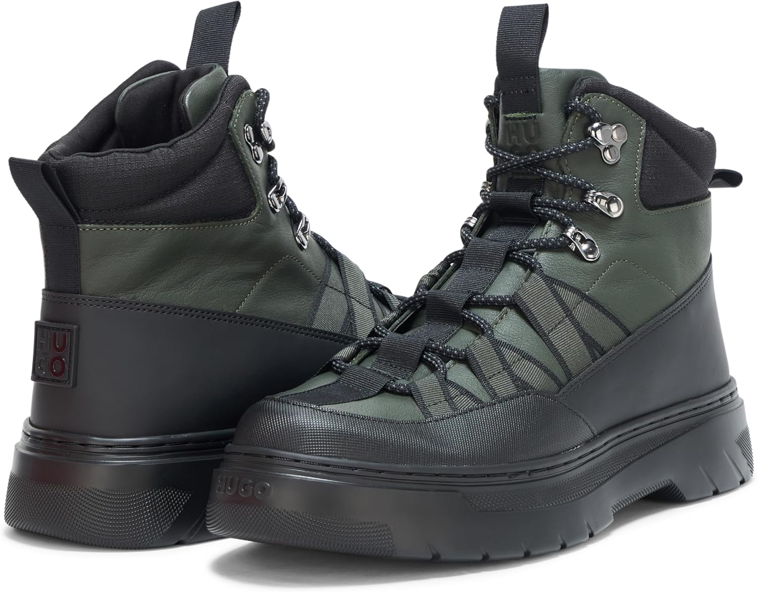 HUGO womens High Top Hiking Style Lace Up Boot