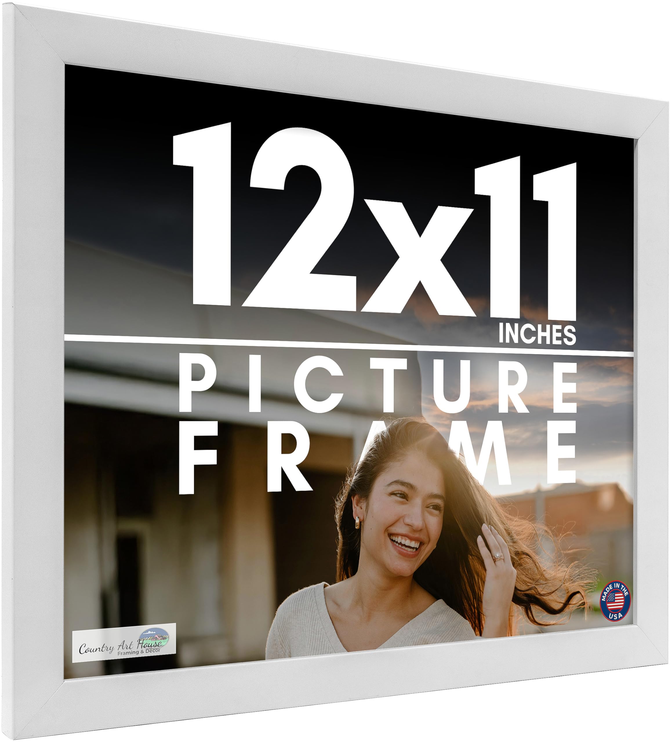 Amazon.com - 12x11 Frame White Solid Wood Picture Frame Includes