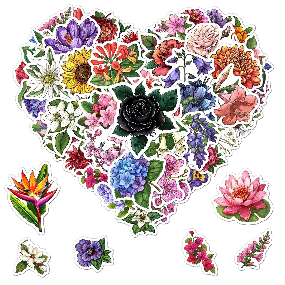 Pack 50 Pcs Cute Vintage Flower Stickers for Water Bottles Funny Laptop Luggage Computer Scrapbooking Phone Kids Teens Girls Adults Aesthetic