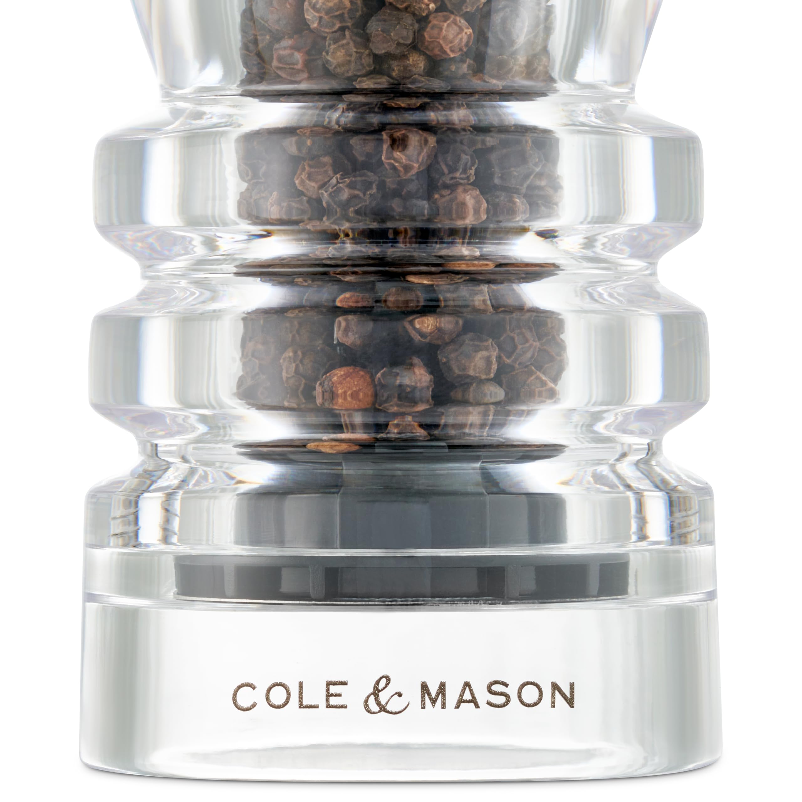 Cole & Mason London Salz und Pfeffermühle Acryl 22 cm, Keramikmahlwerk | Pfeffer und Salzmühle Klein, Precision+ Einstellbarem Malwerk, Gewürzmühle gefüllt, Transparent Acryl/Edelstahl, Geschenkset