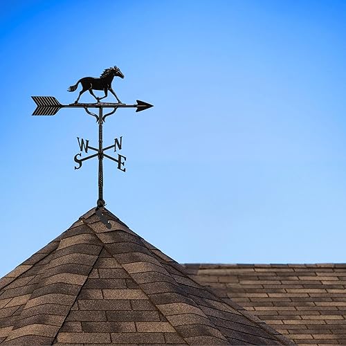 Miniatura 5 de Montague Metal Products Veleta de 32 pulgadas con adorno de caballo negro satinado Natural,Hammered