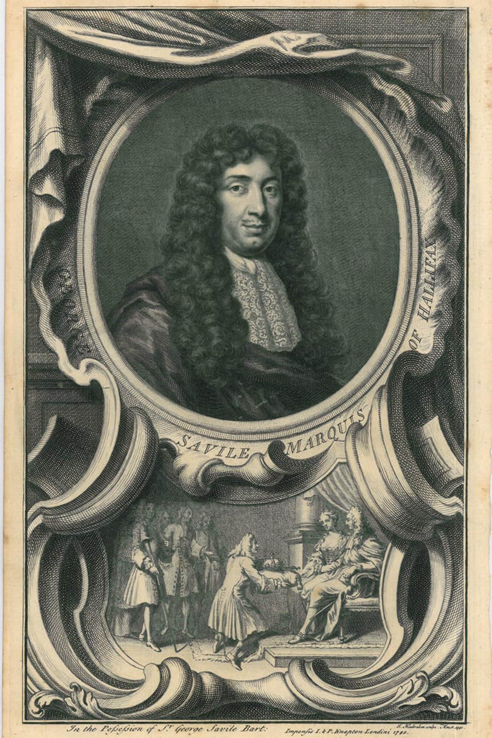 POSTERIIk Vintage Art Print Images Pictures Print George Savile Marquis of Halifax by Jacobus Houbraken Modern Colour Posters for Office Home Decor 60x90cm