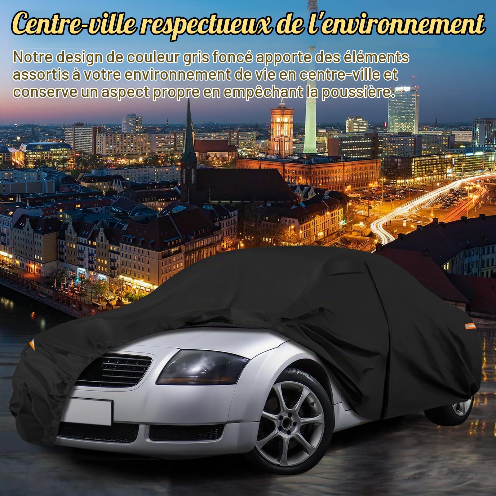 Bache Voiture Exterieur imperméable pour Audi TT 8N 1998-2006 | imperméable couverture housse de protection voiture bâche protection hiver été pour toutes les saisons à l'extérieur, Noir