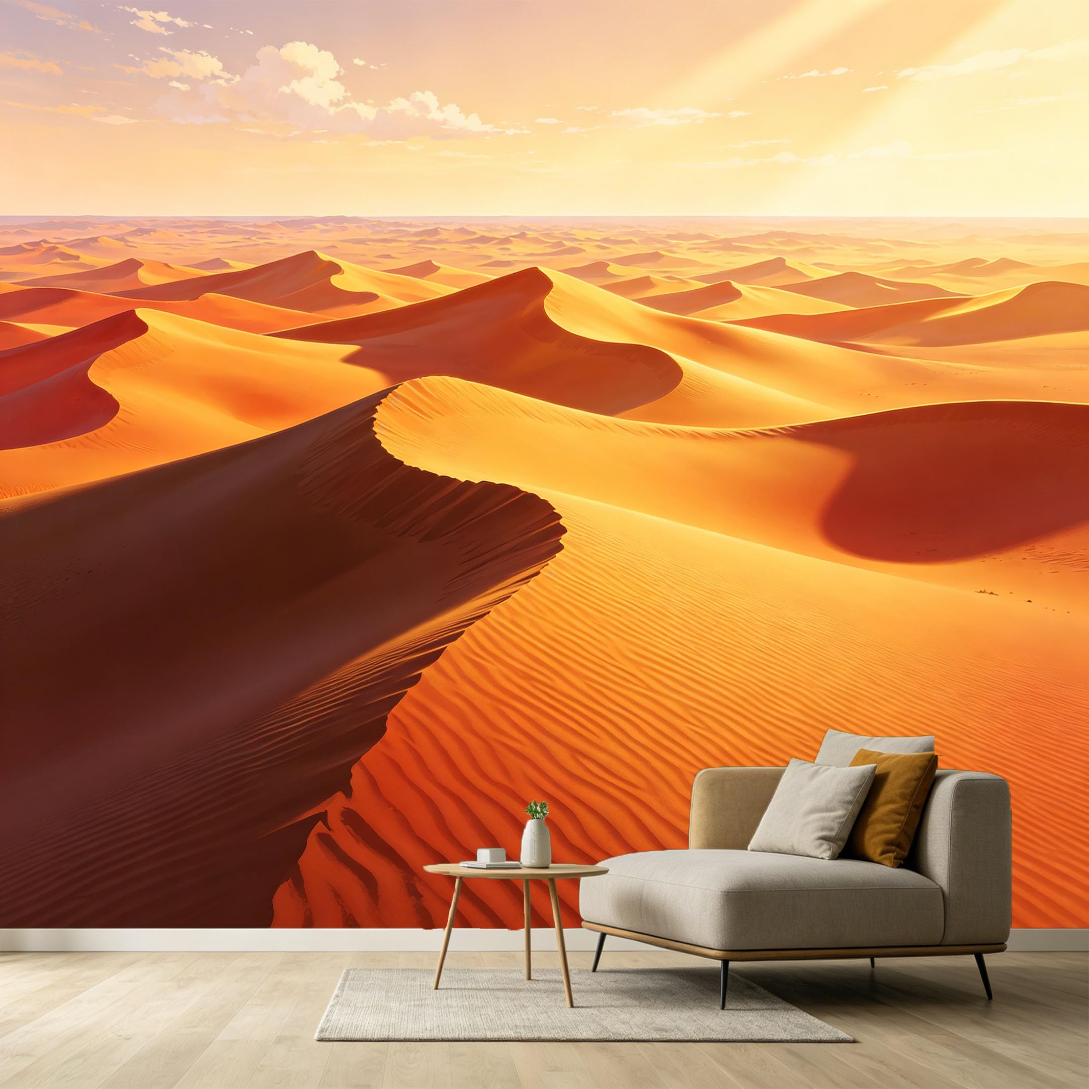 Custom Size Wall Murals Desert Landscape Nature Scenery Golden Sand Dunes 3D Modern Art SelfAdhesive Wall Fabric Removable Large Wallpaper for Photo Living Room