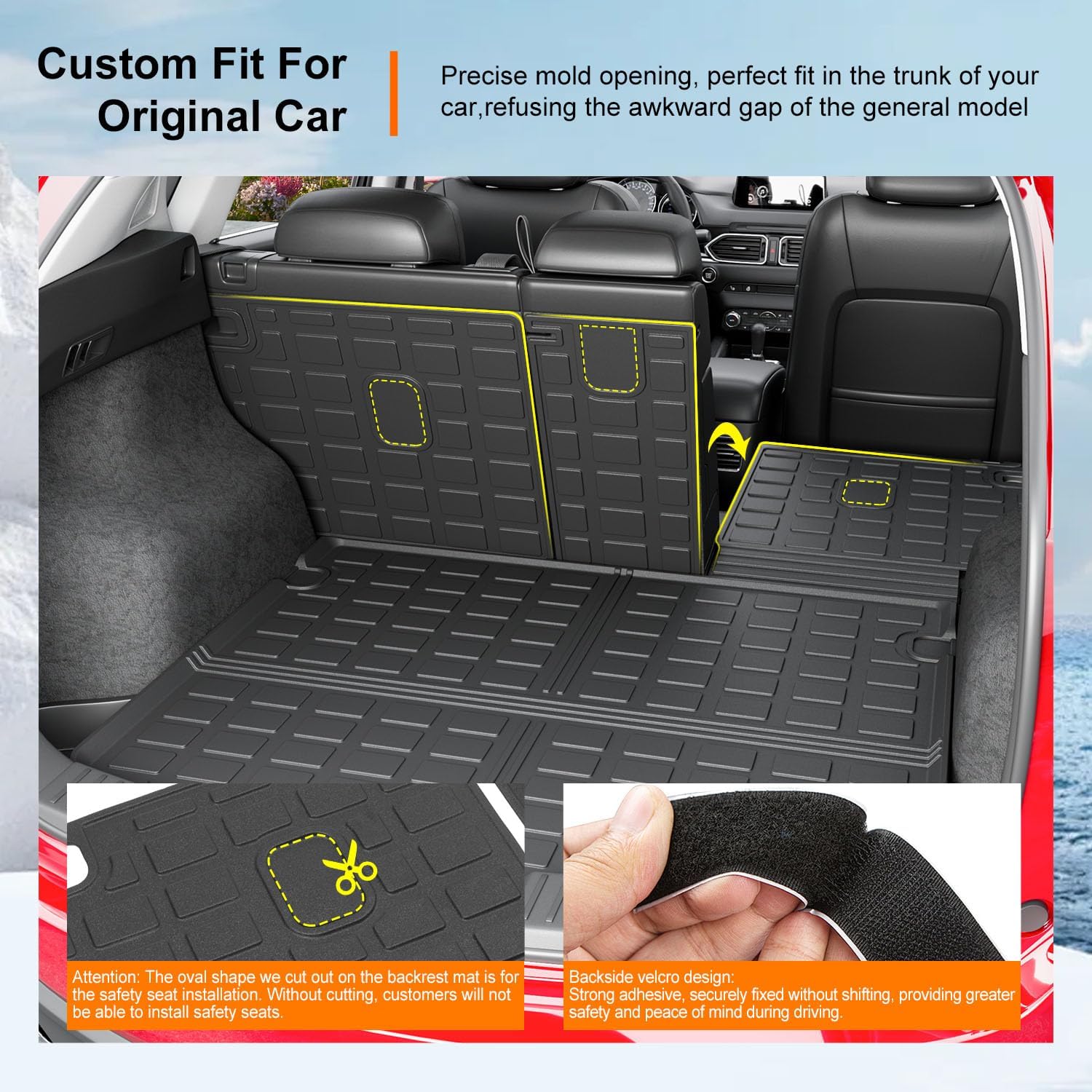 powoq Cargo Mat Compatible with 2023-2025 Mazda CX-5 Trunk Mat TPE Cargo Liner Backrest Trunk Liner Replacement for Mazda CX-5 2023 2024 2025 Accessories - Image 2