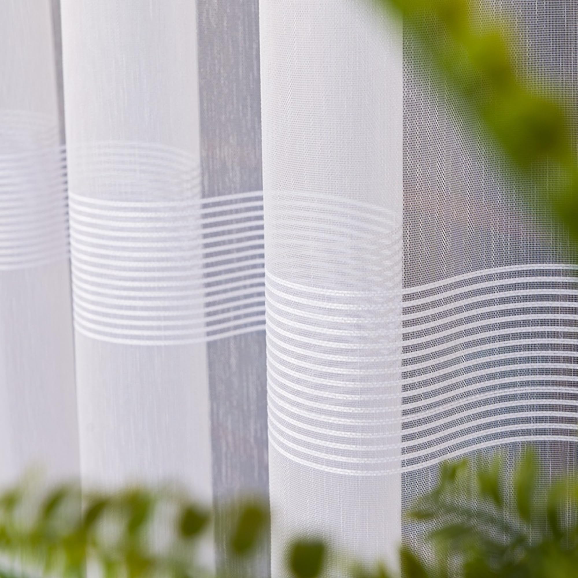 Weiß Jacquard 400x250 cm (BxH) Andromeda Fertige Scheibengardine Aus Markisette Mit Kräuselband Transparente Fensterdekoration Mit Bleiband Moderne Gardine