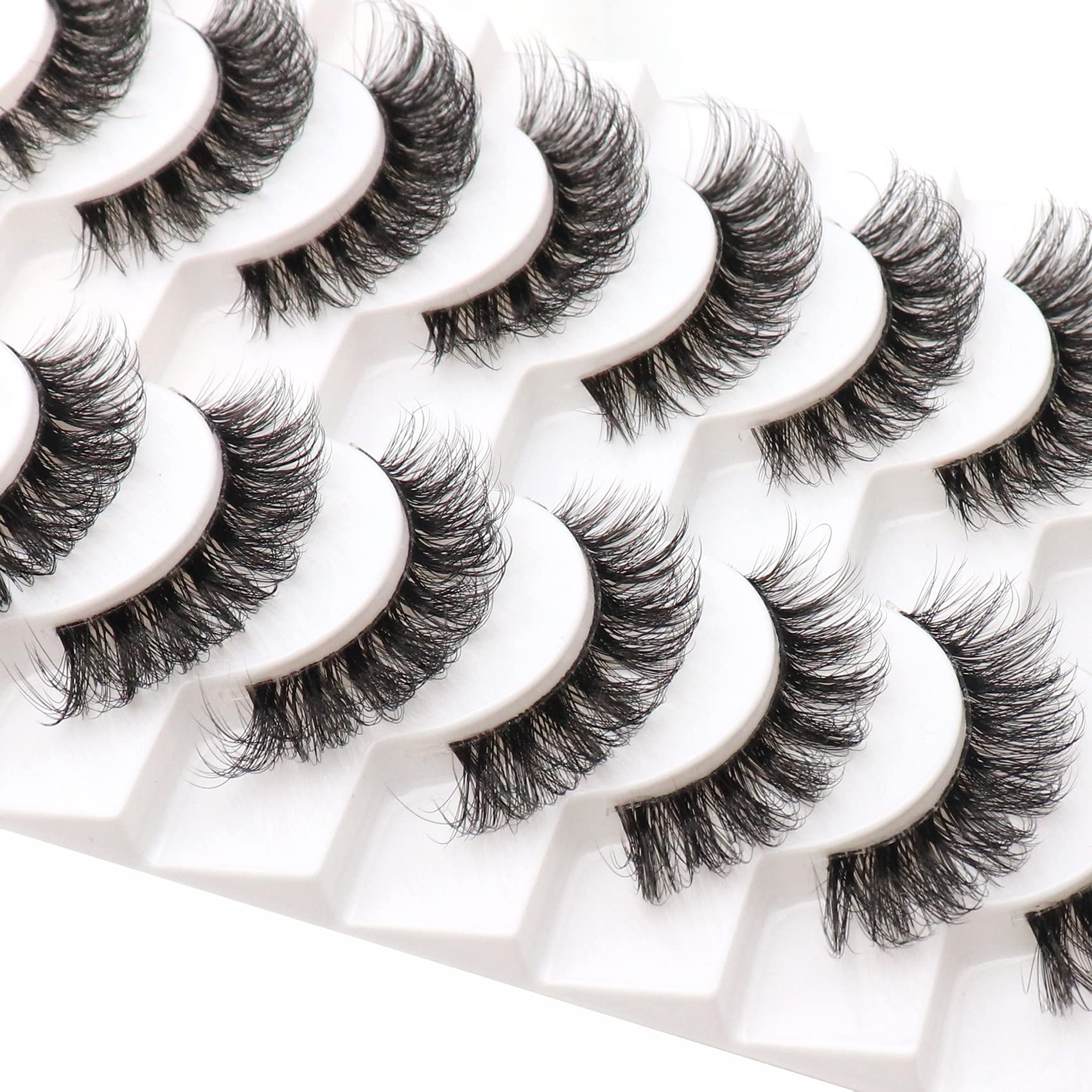 Veleasha Russian Strip Lashes with Clear Band Looks Like Eyelash Extensions D Curl Lash Strips 10 works Pack (DT05) - Image 3