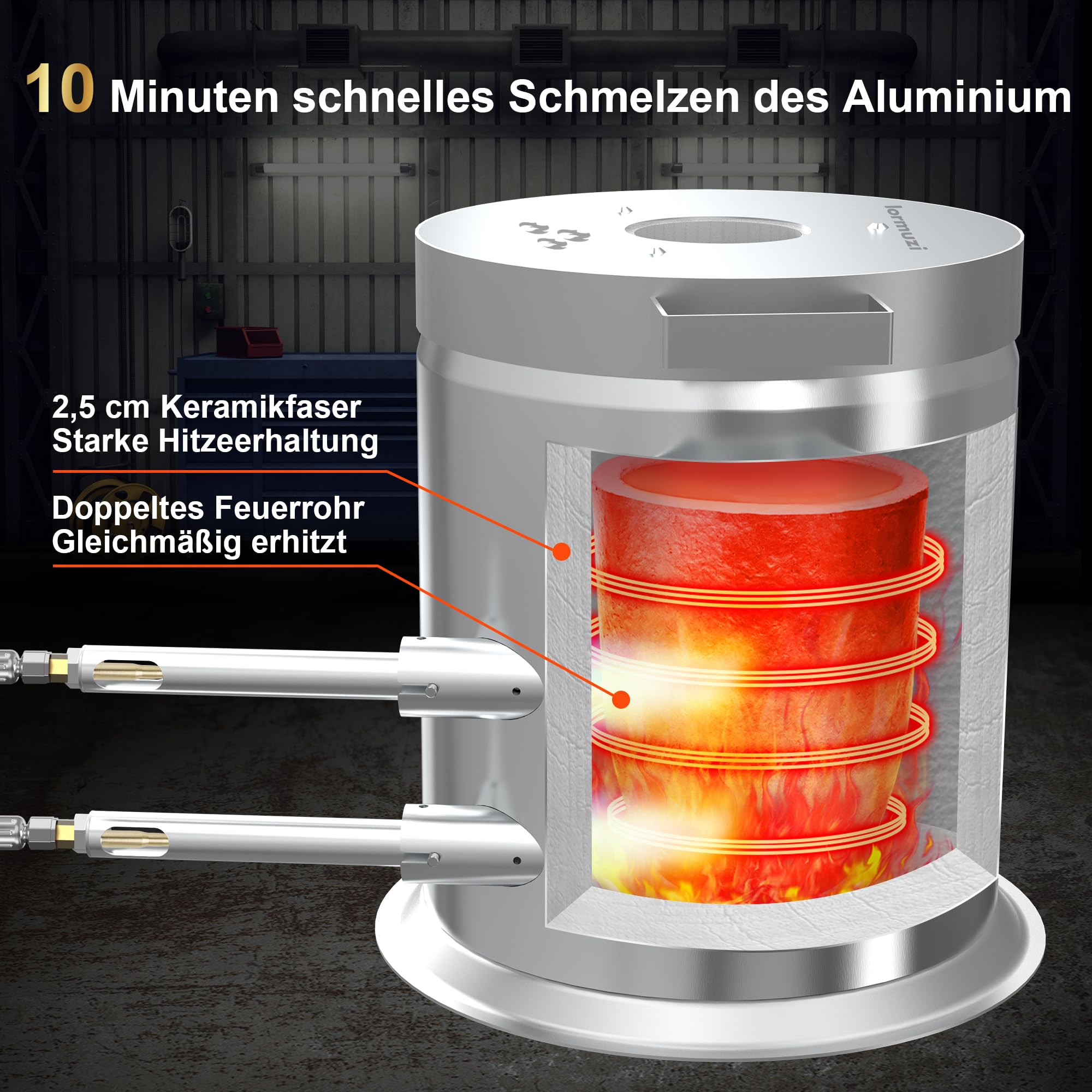Doppelrohr Schmelzofen 12 kg Set, beschleunigte Heizung, gleichmäßige Heizung, Set enthält Tiegel, Gussform, Zangen und Handschuhe