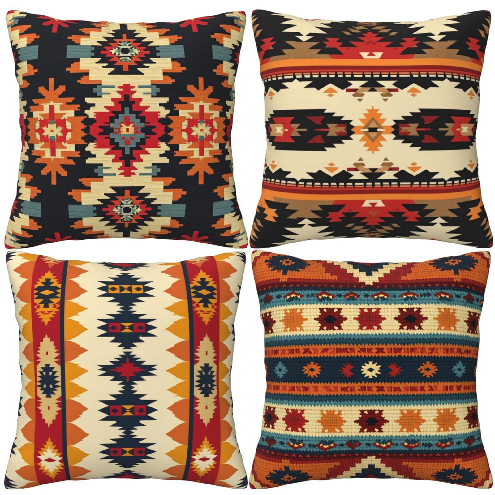 Sponsored Ad – HOSTECCO Aztec Cushion Covers 45x45 cm Set of 4 Southwestern Boho Tribal Cushion Cases Ethnic Geometric Patterned Decorative Pillow Covers for Sofa Couch Office Car