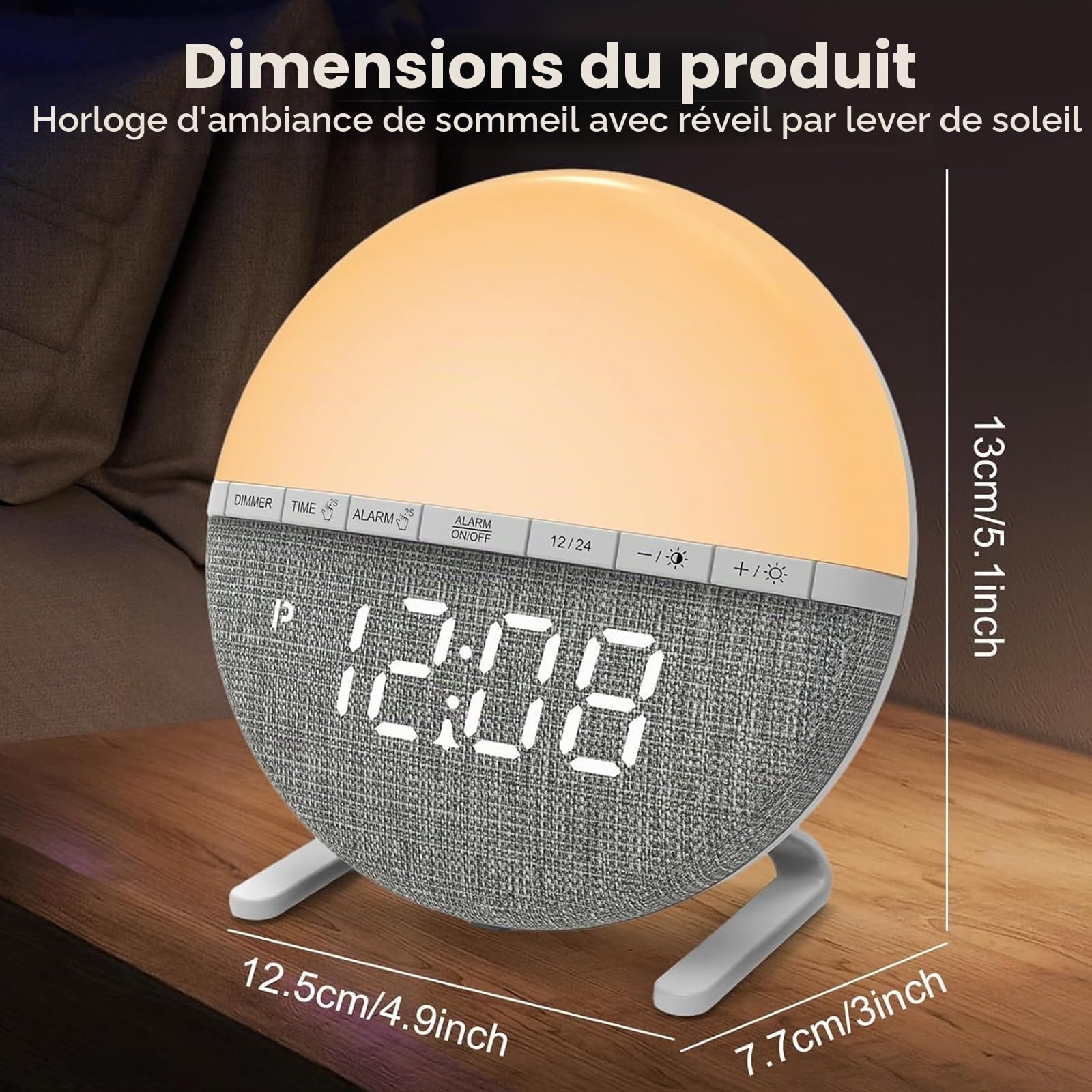 Réveil Lever de Soleil avec écran LED: Réveil Numérique, 7 Sons Naturels, Fonction Répétition pour Chambre, Adultes et Enfants