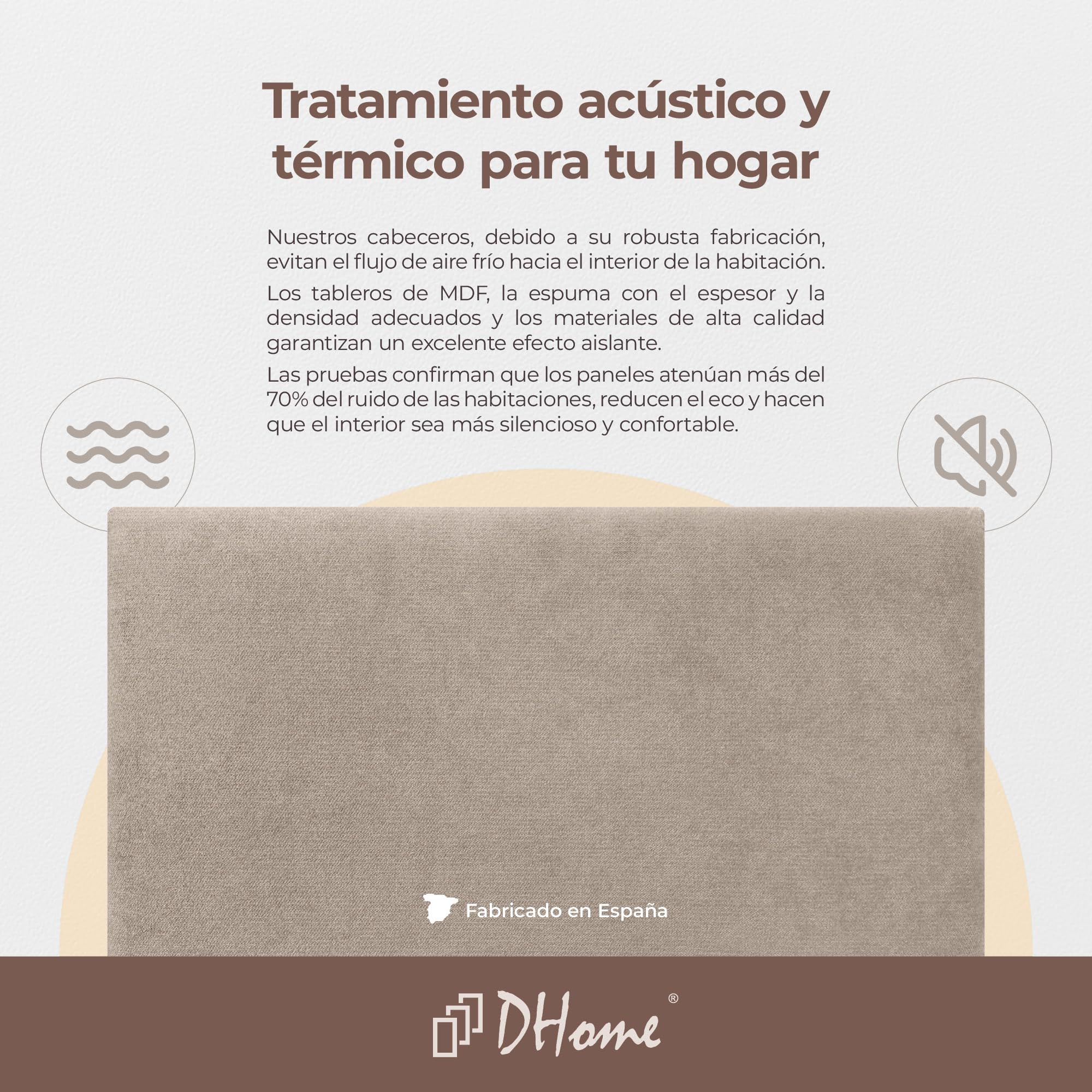 DHOME Tête de Lit Capitonnée Unie en Tissu Aqualine avec Pieds Hauteur 70CM Épaisseur 4cm et 8cm pour Mur Acoustique Têtes de Lit Tête Absorbante Lit Chambre (Tissu Beige, 150cm, Épaisseur 4cm)