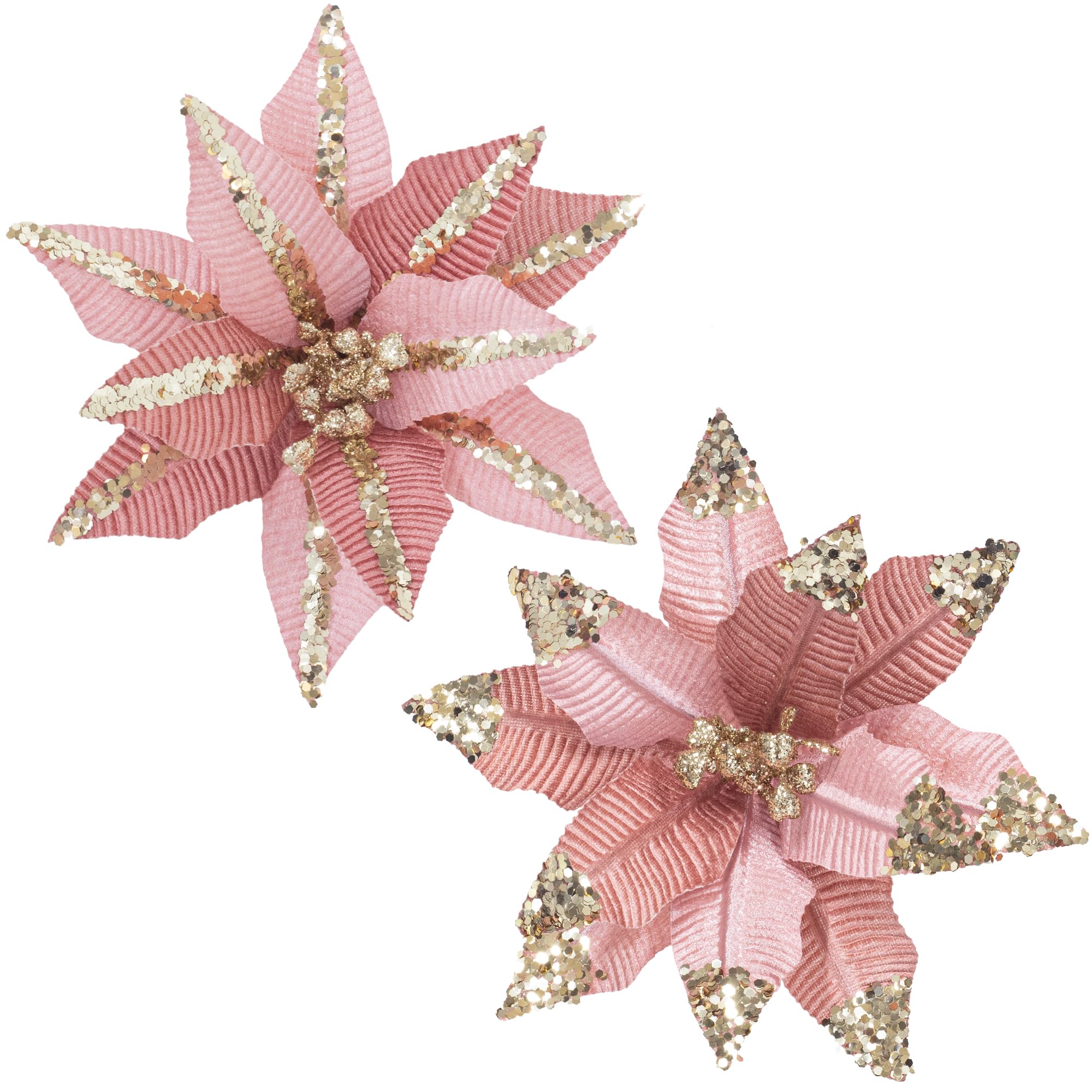 KI StoreChristmas Poinsettia Dusty Rose Pink Flower 6pcs 8-Inch Artificial Flower Picks Spray for Christmas Tree Decoration Ornaments for Xmas Tree Wreath Garland