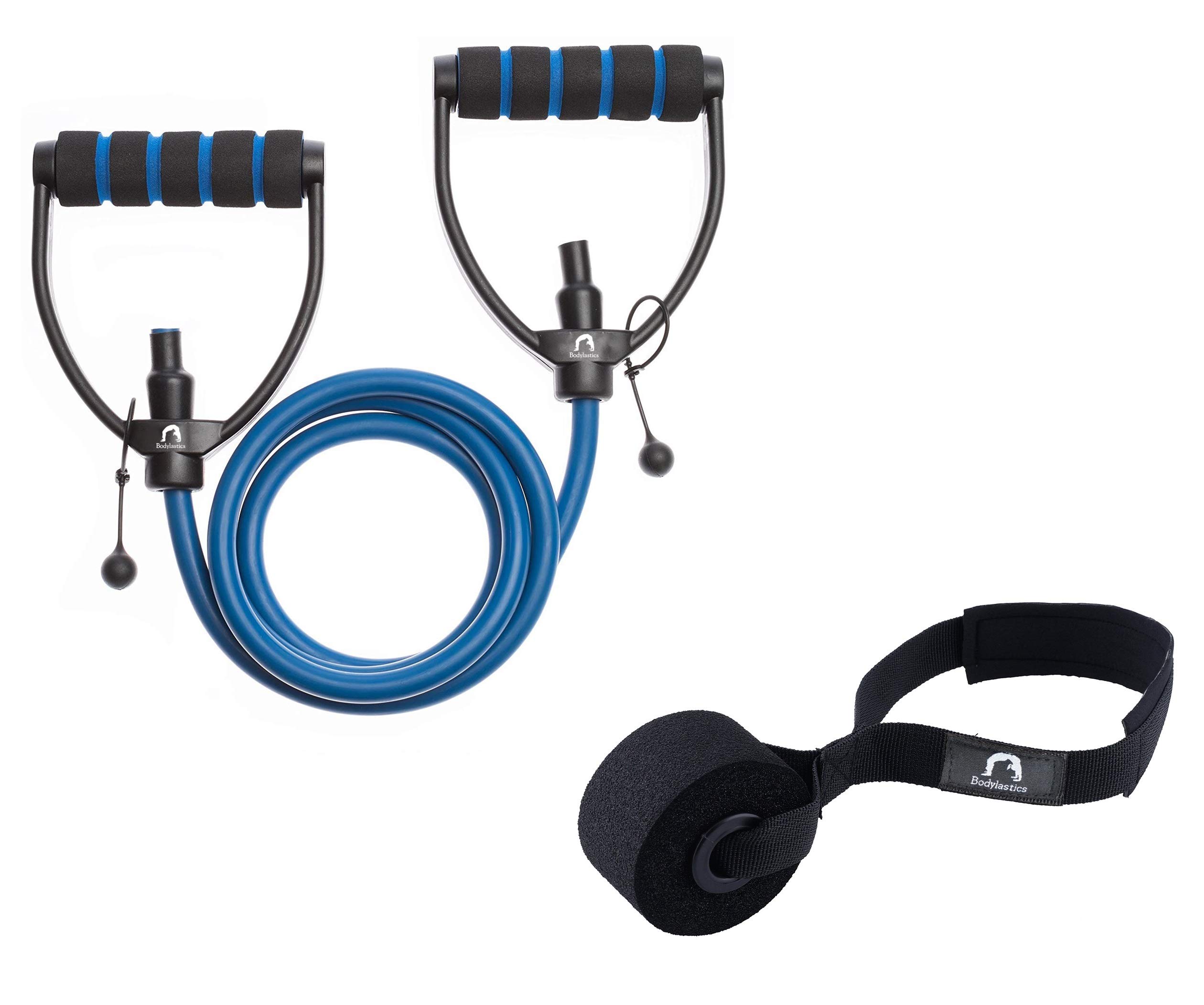 BodylasticsAdjustable Length Resistance Tube Non-Slip Handles High Density Door Anchor for Strength Training