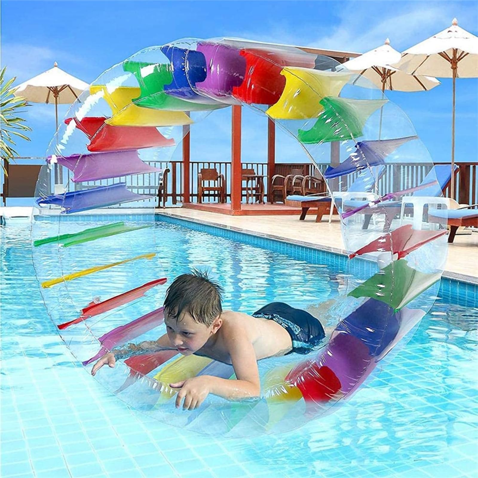 Inflatable Water Wheel | 120cm Pool Float for Kids | Colourful Summer Roller for Boys & Girls | Giant Inflatable Pool Toys for Beach, Garden & Pool Parties