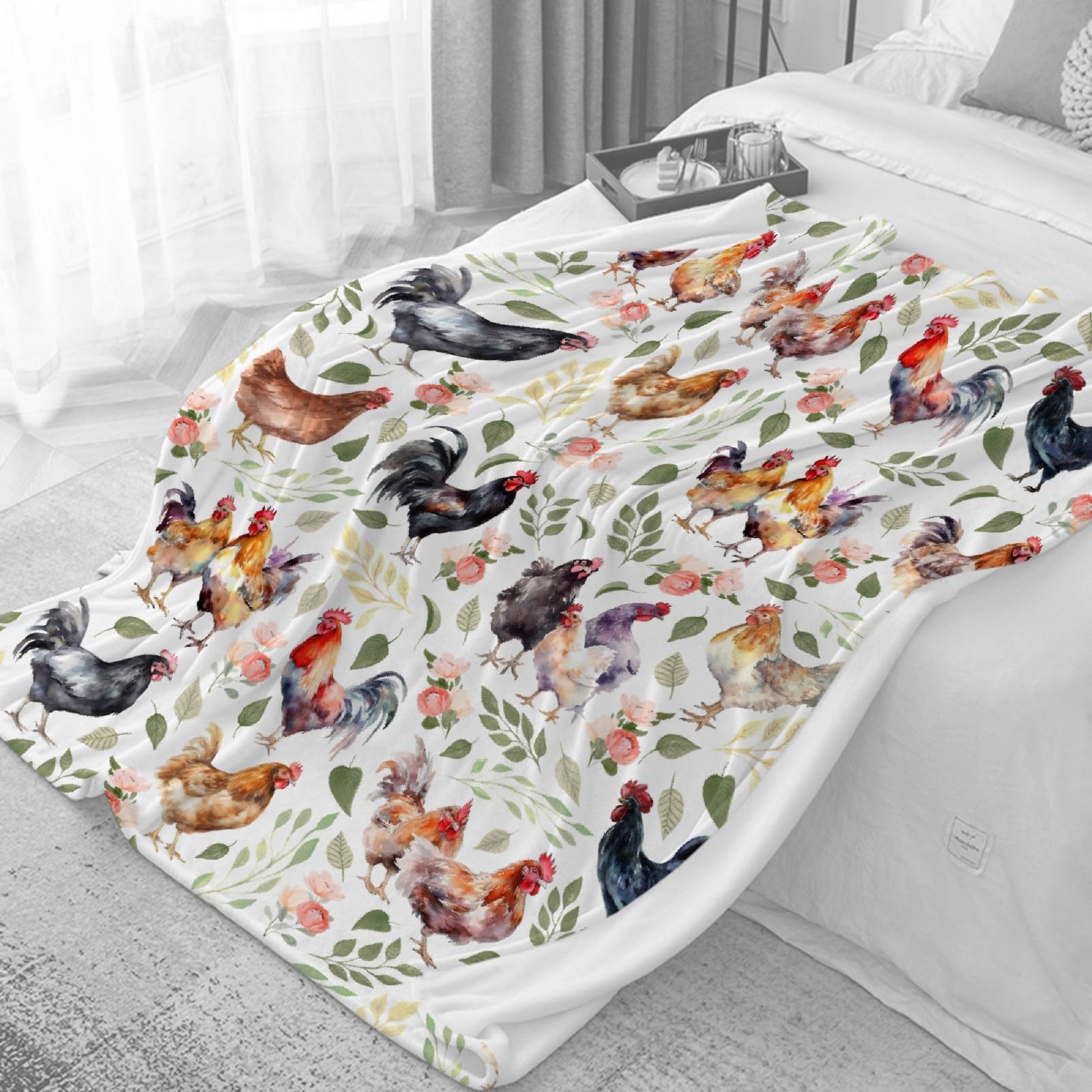 Chicken Plant Blanket Gifts Super Soft Lightweight Flannel Blankets Throw for Kids, Adult, Suitable for Couch, Sofa, Bed, Camping, Travel All Seasons 50
