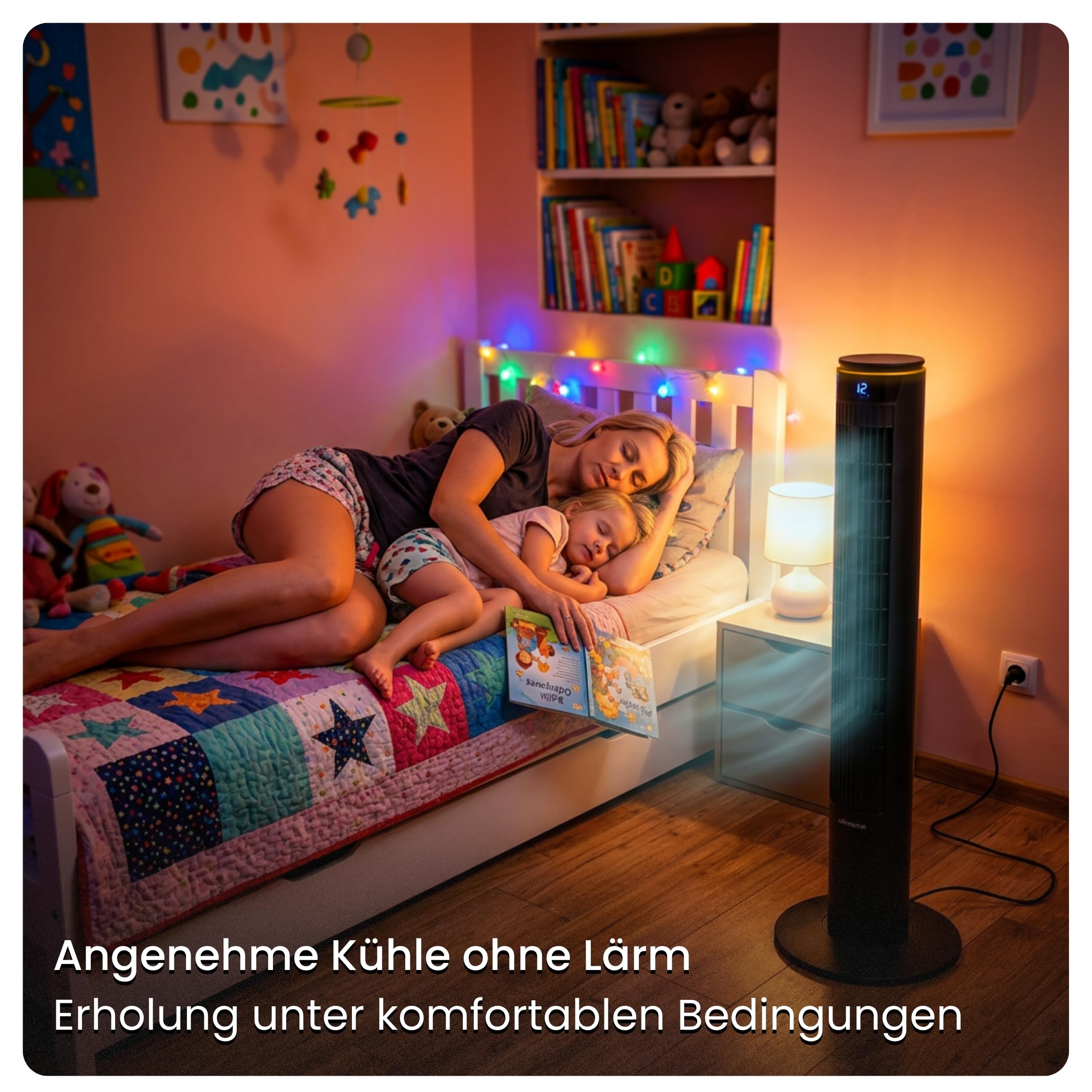 Turmventilator 107cm WiFi App, Luftkühler, Ventilator mit Sprühnebel, DC-Motor, 7,5 m/s Wind,Ionisator, Nachtlicht, Oszillation, Standventilator sehr leise, Tower Fan