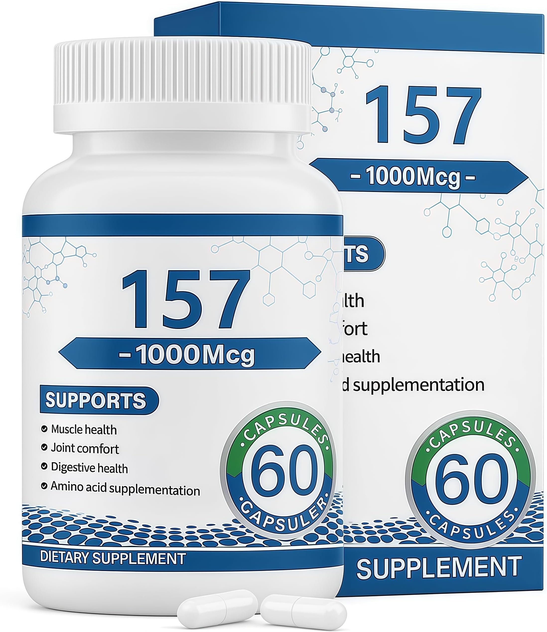Collagen Peptide Capsules 157 - Amino Acids Supplement - Supports Healthy Muscles & Gut, 1000mgc 1 PC A