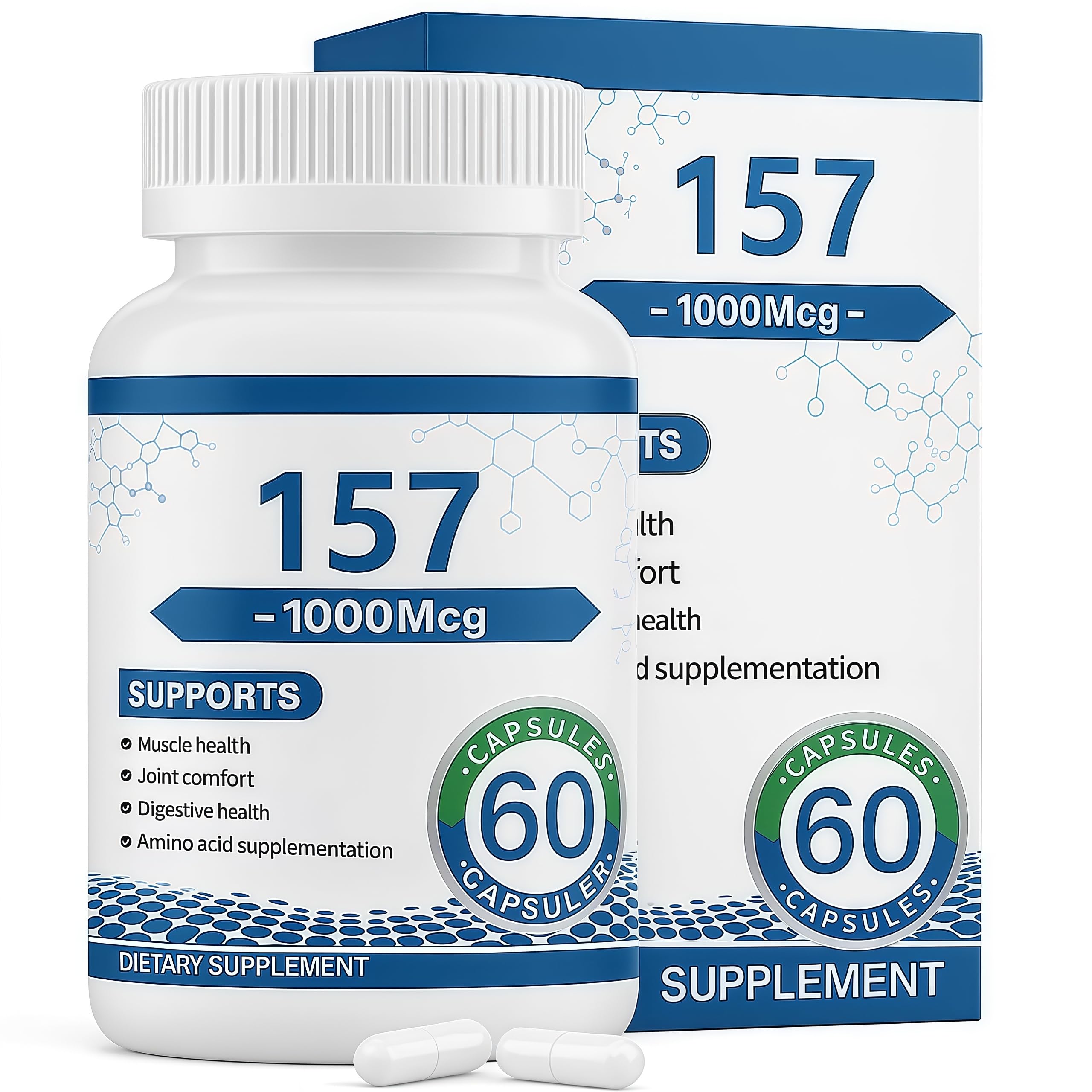 Collagen Peptide Capsules 157 - Amino Acids Supplement - Supports Healthy Muscles & Gut, 1000mgc 1 PC A