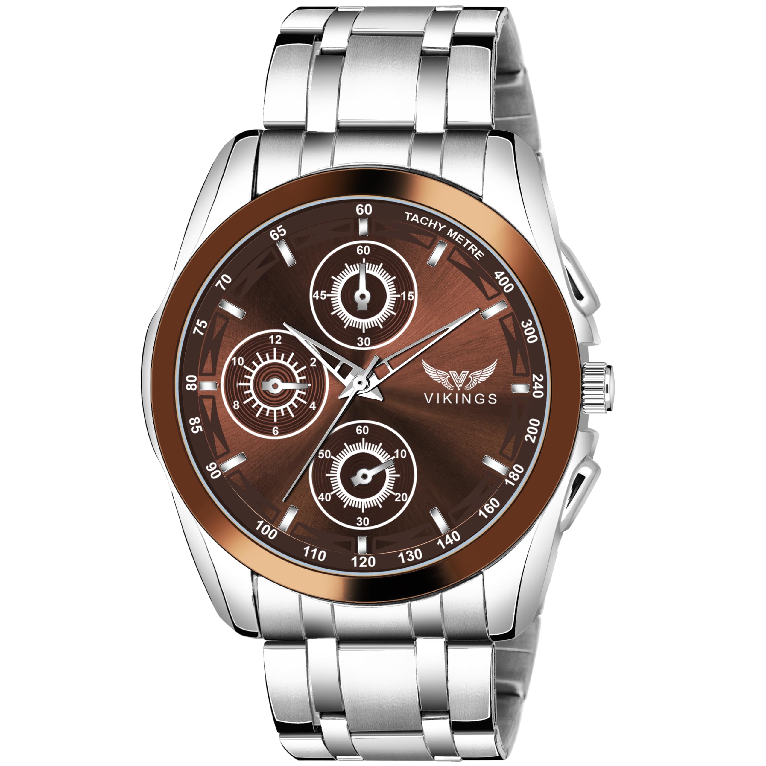 VIKINGS Silver Dial Analogue Watch for Mens - VK-GR-137-BRN-SLV-CHN (B0CZLMD74R) Amazon Price History, Amazon Price Tracker