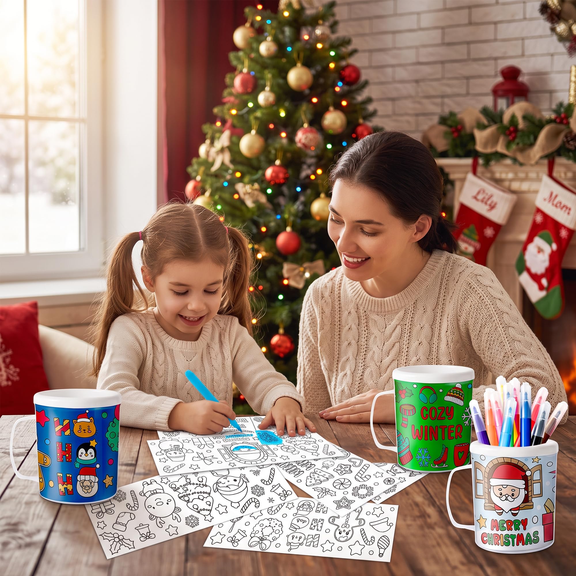 Lot de 12 tasses de Noël à colorier vos propres tasses pour enfants