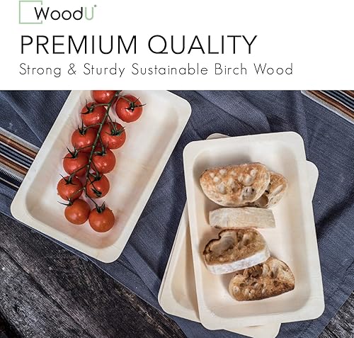 Miniatura 4 de Platos de fiesta compostables ecológicos  Juego de 50 platos de postre de madera desechables (7.5 x 5.5 pulgadas) para eventos y reuniones