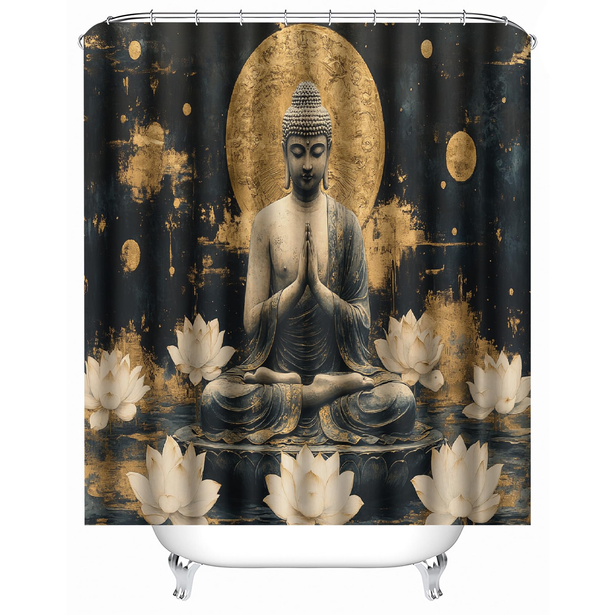 Rideau de douche zen lotus 3D pour créer une ambiance spa à la maison