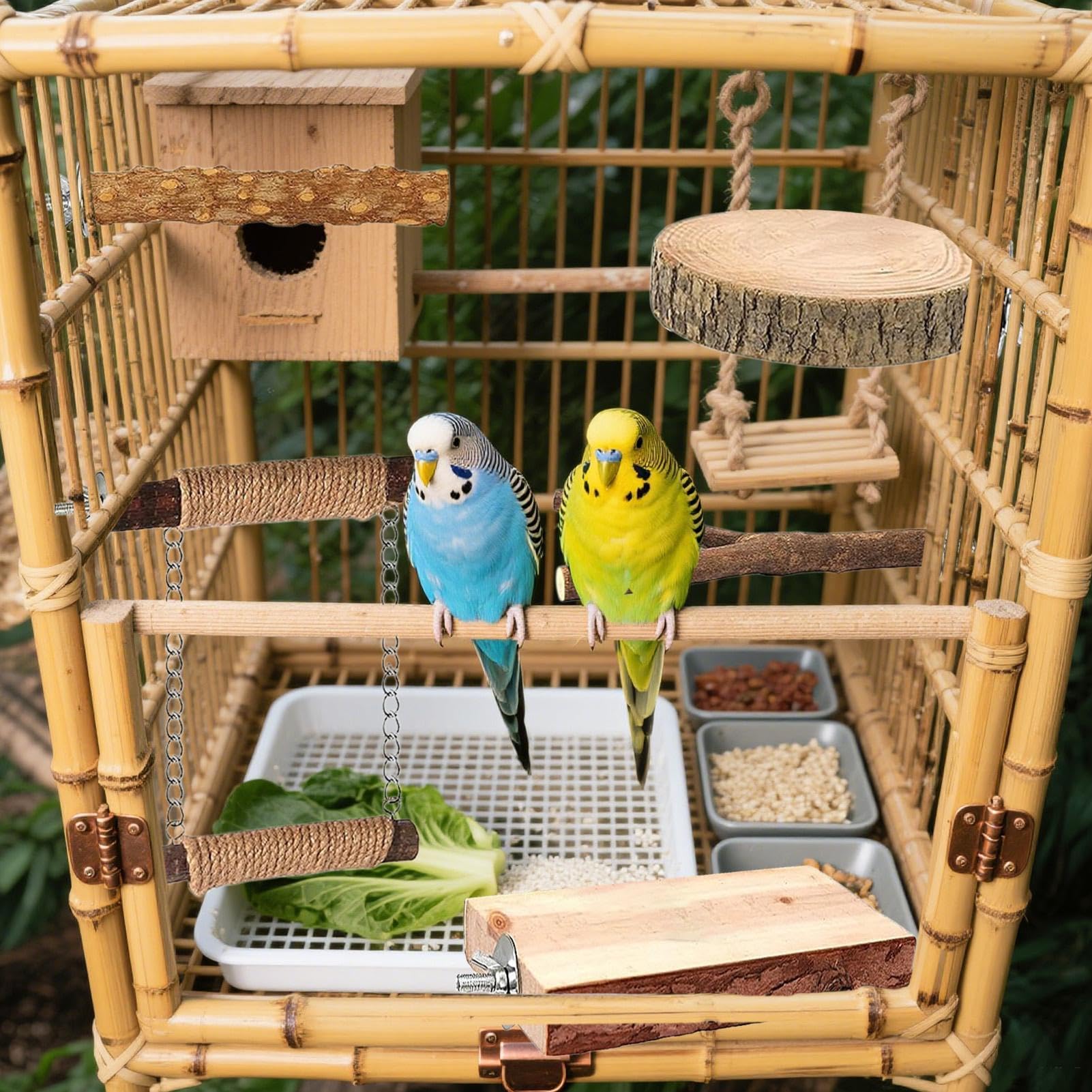 Sitzstange Für Vogelkäfige Vogelruheständer-Set Aus Holz