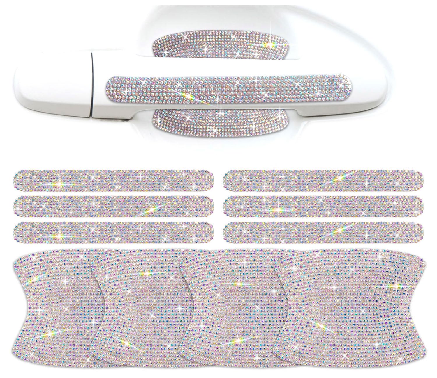 Gengki 10PCS Car Door Handle Bling Rhinestones Stickers - door entry guard | Mubboo