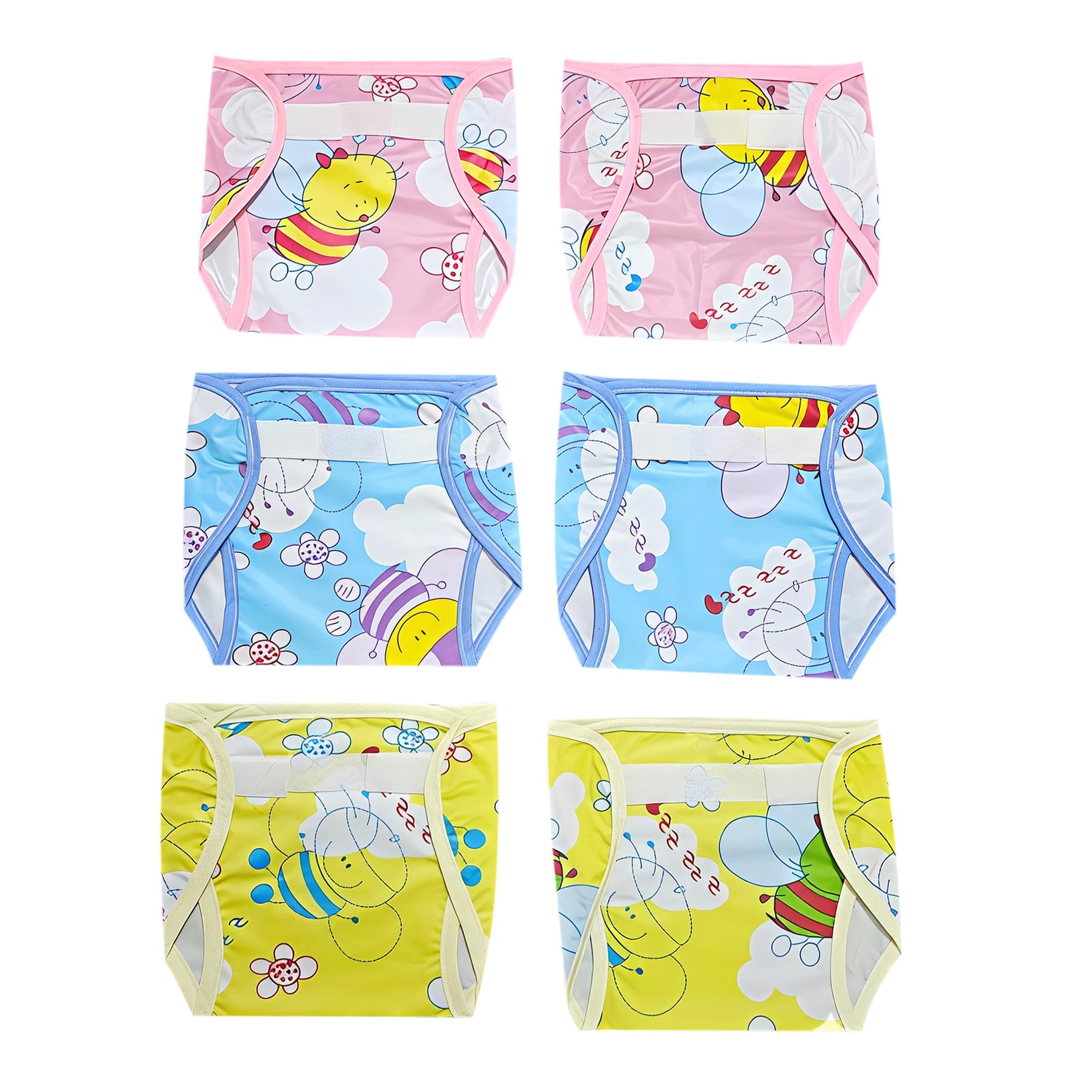 Hooper Baby & Toddler Diaper Covers for 0-3 Years | Reusable, Waterproof & Adjustable Nappy Cover | Ultra Soft, Thin & Breathable Wrap for Sensitive Skin | Unisex Washable Diapers (Design2, S, 6, count)