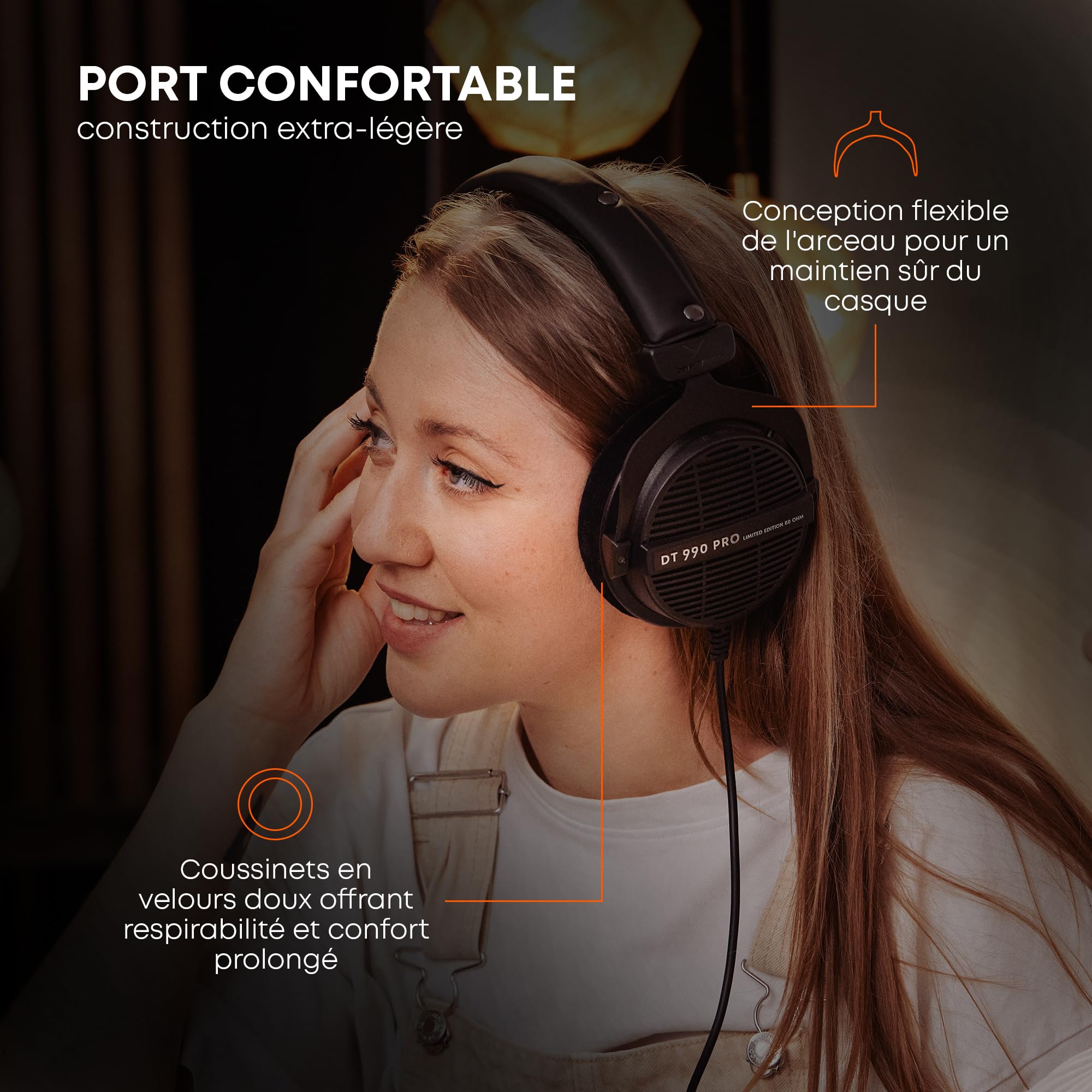 beyerdynamic DT 990 Pro Casque de Studio Supra-auriculaire Filaire pour Le mixage, Le Mastering et Le Montage avec Une impédance de 250 ohms. Fabriqué en Allemagne.