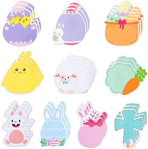 Miniatura 1 de Xqumoi Paquete de 30 notas adhesivas de Pascua total de 600 hojas bloc de notas de huevo de Pascua conejito cruzado de cordero bloc de notas