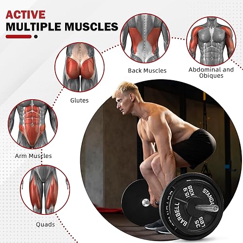 Miniatura 5 de BalanceFrom Juego de placas de peso, paquete de 9 placas de gimnasio de hierro fundido (2.5-45 libras) con agujero de 1 pulgada para gimnasio en