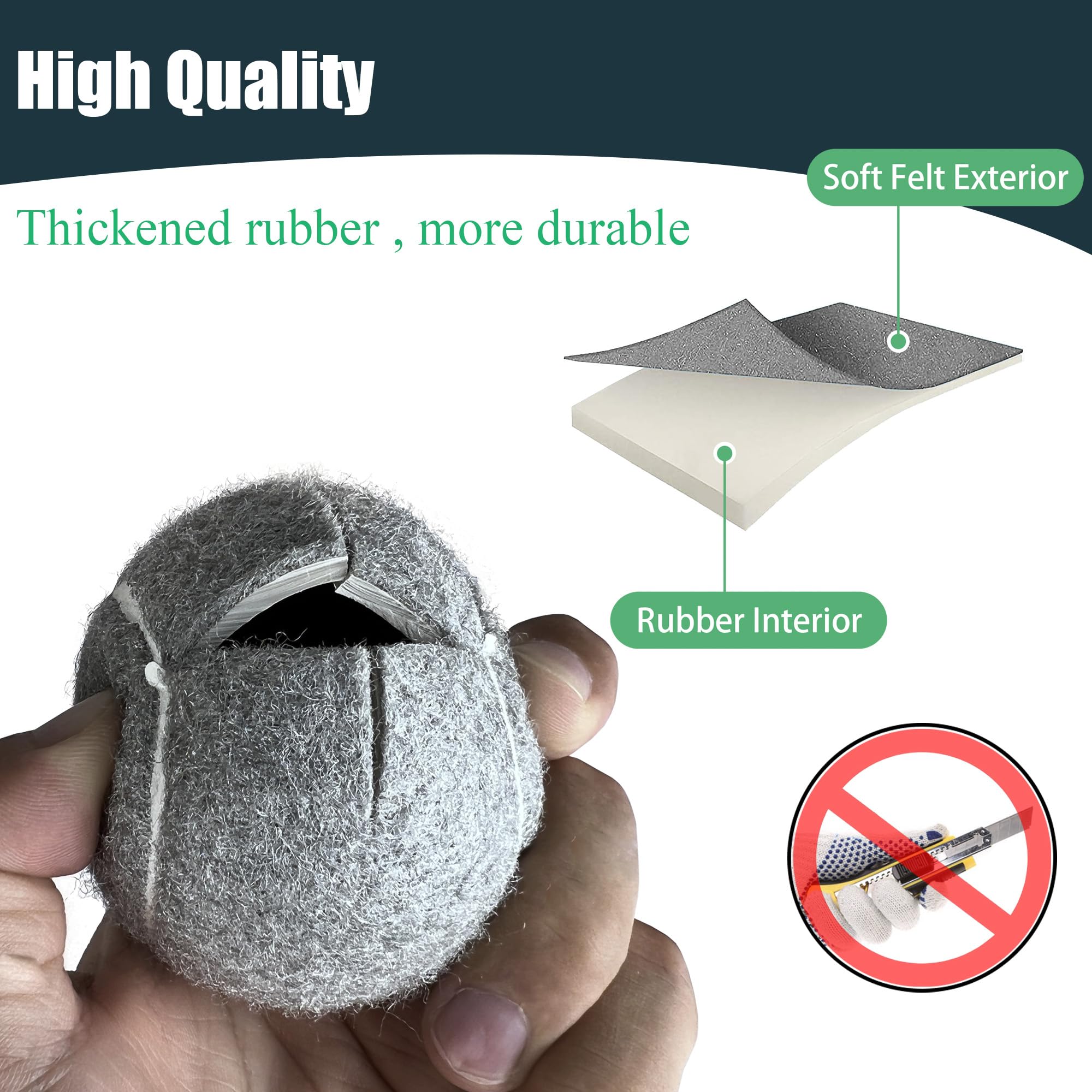 Paquete de 4 pelotas de tenis precortadas para caminantes, almohadillas de fieltro resistentes de larga duración para patas de muebles y protección del suelo