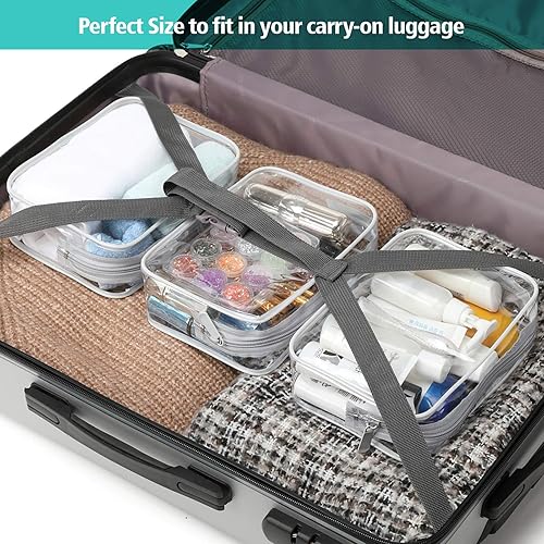 Miniatura 9 de PACKISM Bolsa de aseo transparente, paquete de 3 bolsas de aseo aprobadas por la TSA, bolsa de cosméticos de maquillaje de viaje para mujeres y