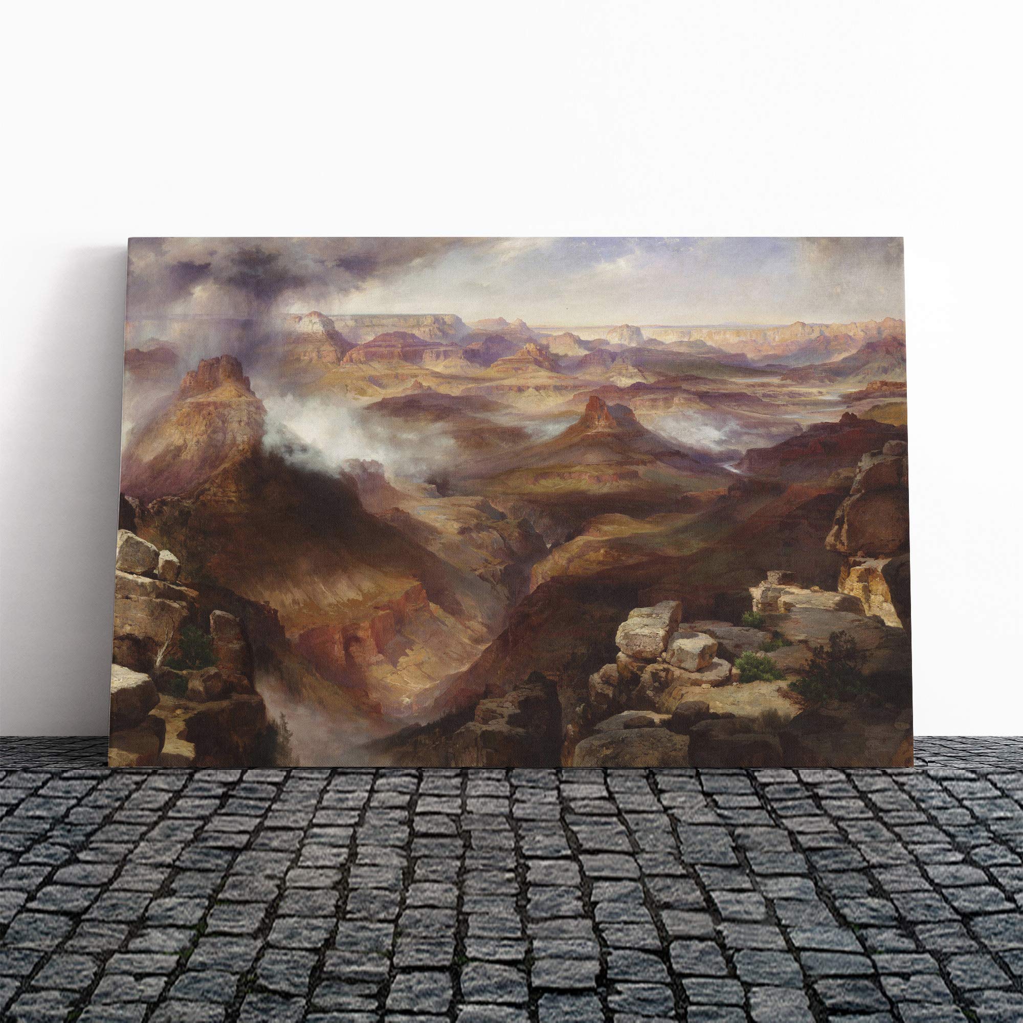 Thomas Moran Grand Canyon of Colorado Canvas Print | Gallery Wrapped 30mm Frame Wall Art | 24x16 inches | Ready to Hang | Modern Landscape Picture | Living Room Bedroom Lounge Office