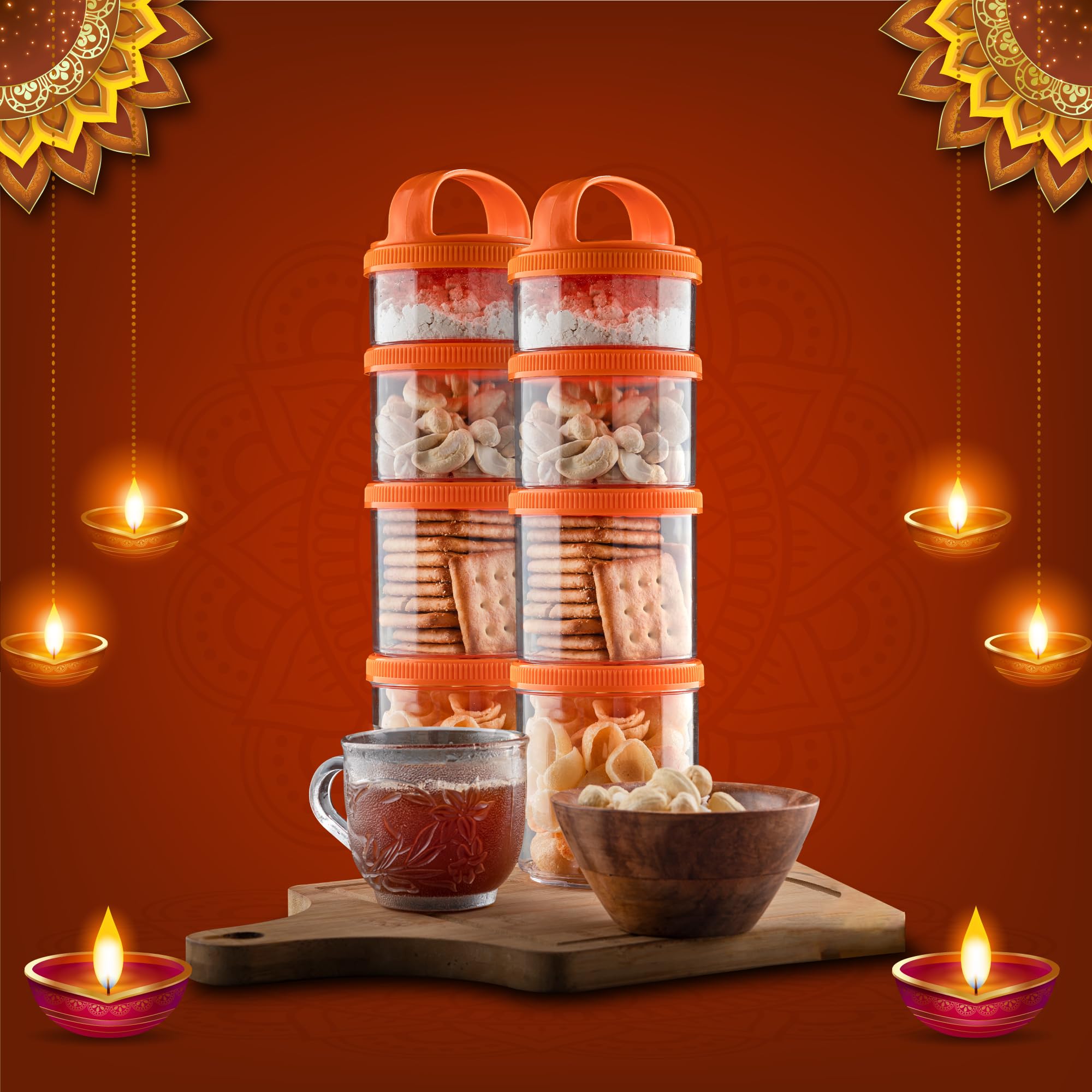 GROB Plastic Stackit Multi-Layer Twist N Lock Jars (Pack Of 2). Bpa Free, Odour-Free, And Stain-Free. Smart Living Products, Orange (B0B643KSPX) Amazon Price History, Amazon Price Tracker