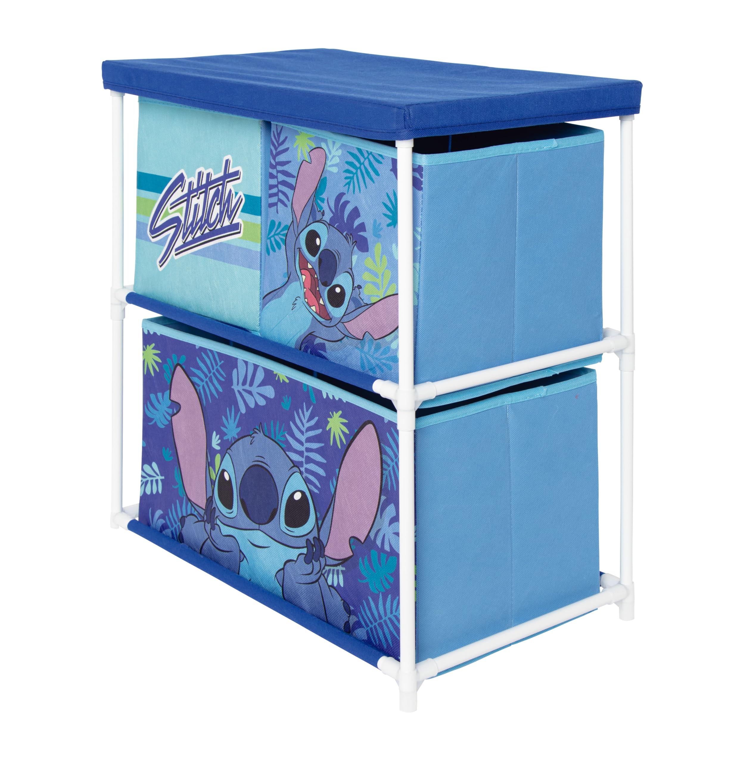 ARDITEX - Étagère pour Enfants avec 3 bacs en Tissu de Disney Stitch - Structure en métal et bacs en Polyester - 53x30x60 cm - Bleu