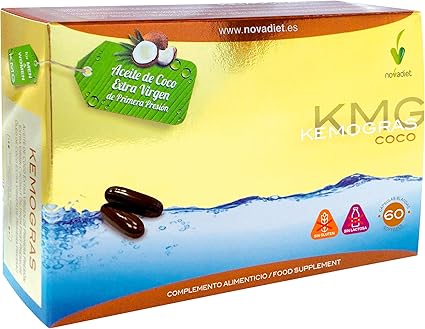 Novadiet KEMOGRAS COCO Cápsulas con Aceite de Coco Extra Virgen para Control de Peso y Definición Muscular