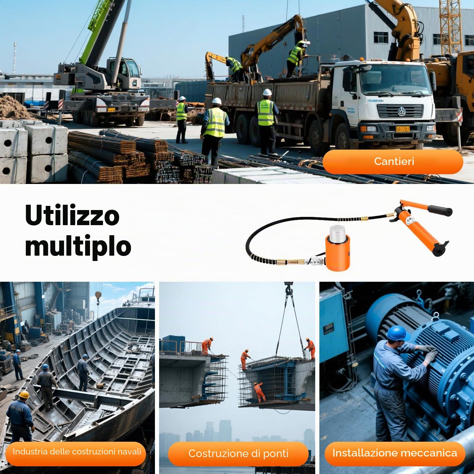 Pompa idraulica manuale da 20 tonnellate, cilindro idraulico da 50 mm con pompa e tubo da 1 m, Pompa idraulica manuale per cilindro di pressione per richtsatz, utensili idraulici, presse