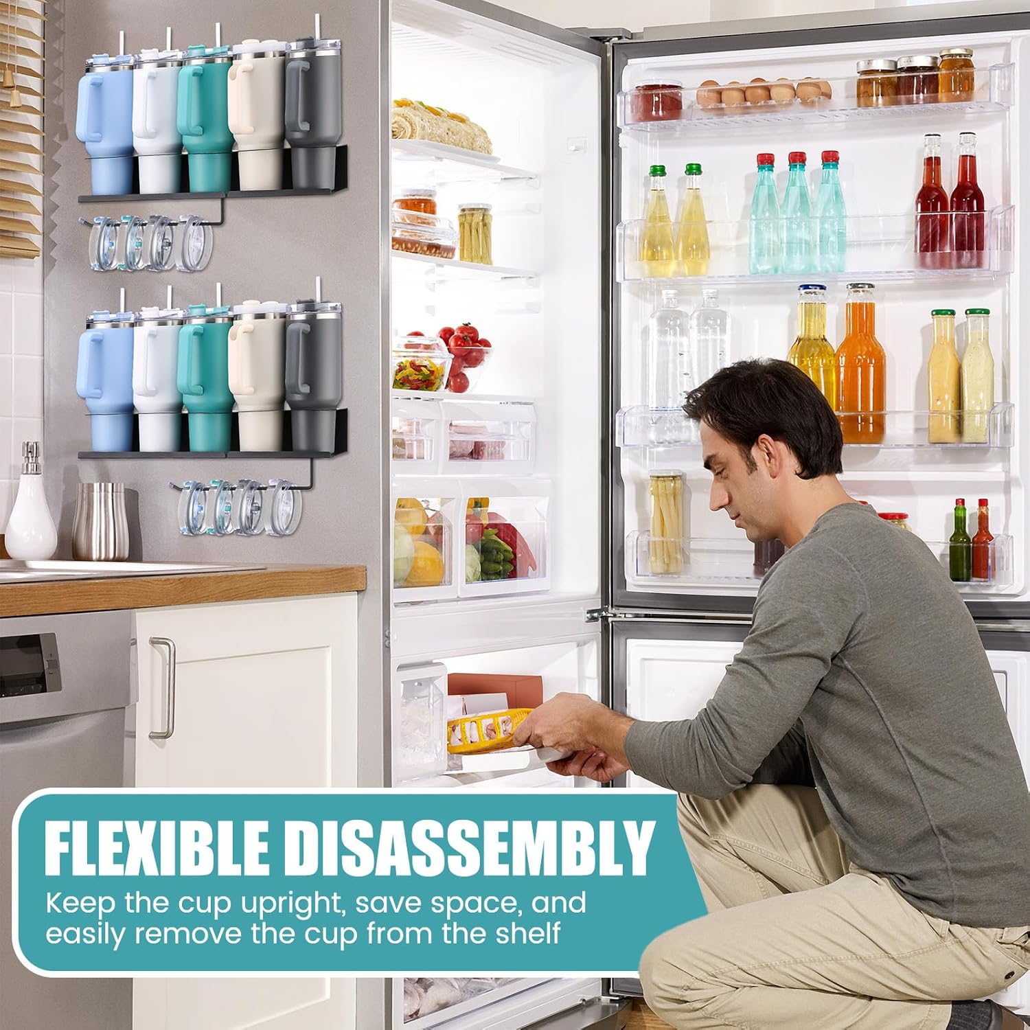 Shimeyao 2 Pcs Magnetic Cup Holder Compatible with Stanley Cup 30/40 oz for Refrigerator Water Bottle Tumbler Organizer, Ideal for Kitchen (5 Holder) - Image 4