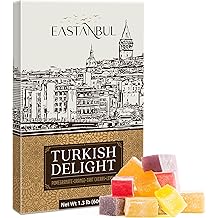 Eastanbul Turkish Delight, 21.2oz, Turkish Delights Candy, 4 Flavors Pomegranate, Orange, Tart Cherry, Lemon, International Candy, Lokum, Plain, Gluten Free, Vegan Gift