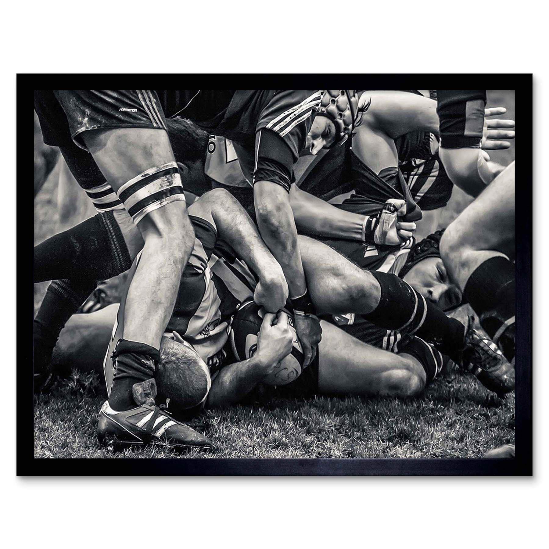 Wee Blue Coo Photo Sport Rugby Football Close Up Scrum Players Ball Game Art Print Framed Poster Wall Decor 12X16 Inch
