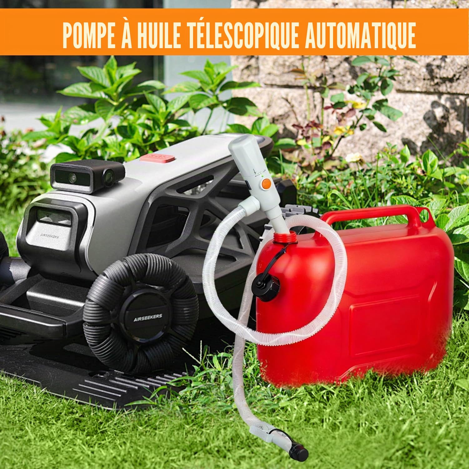 Pompe à essence pour bidon – Double alimentation (USB-C/AA), 3,2 GPM, pompe de transfert de carburant électrique avec arrêt automatique, pompe à huile électrique portable, tuyau de 51 pouces avec