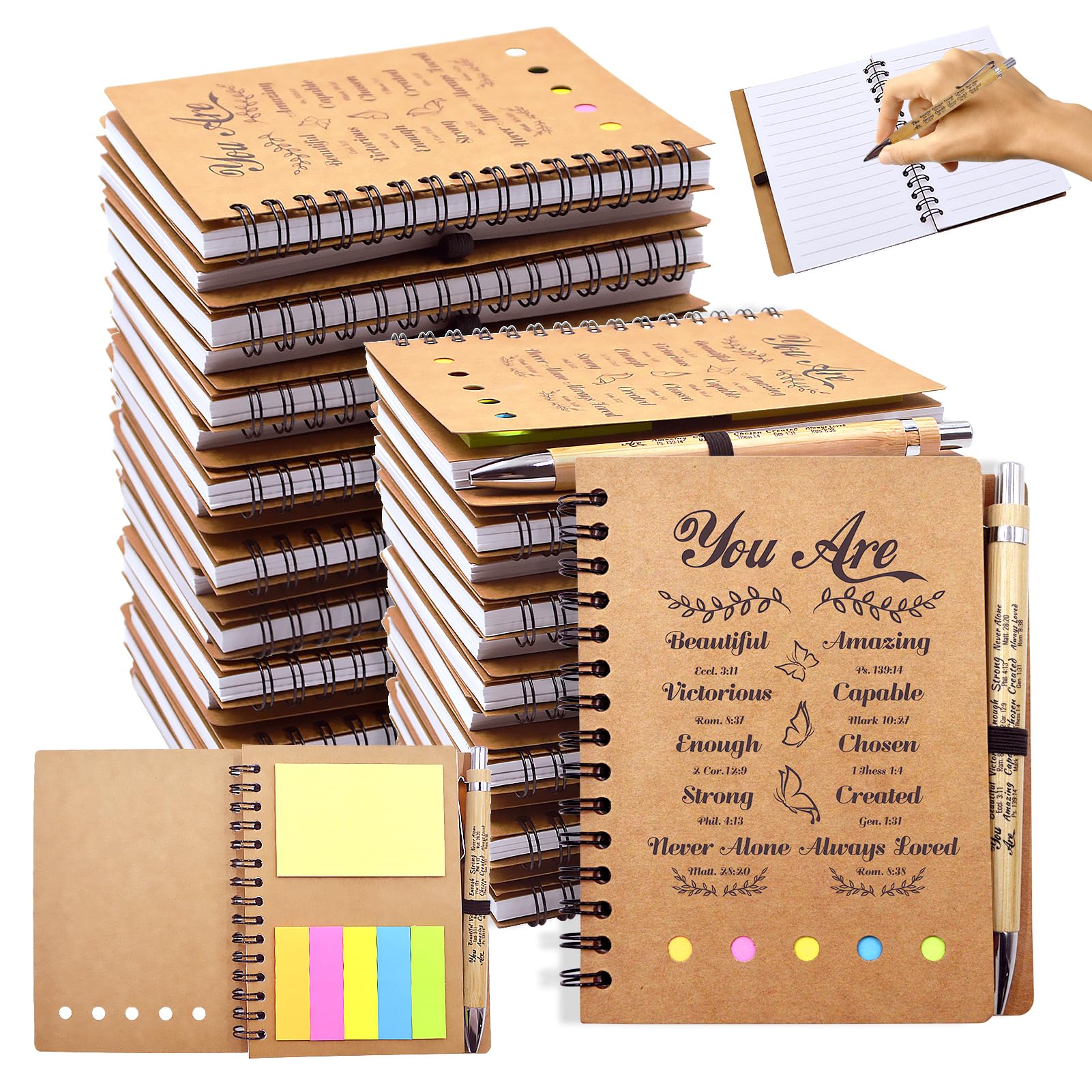 Photo 1 of 20 Pcs/10 Set Mothers Day Christian Gifts Prayer Journal Set, Bible Verse Pens & Scripture Small Spiral Notebook, Bulk Inspirational Church Notes Notebook Supplies - Faith Based Gift, Christian Stuff